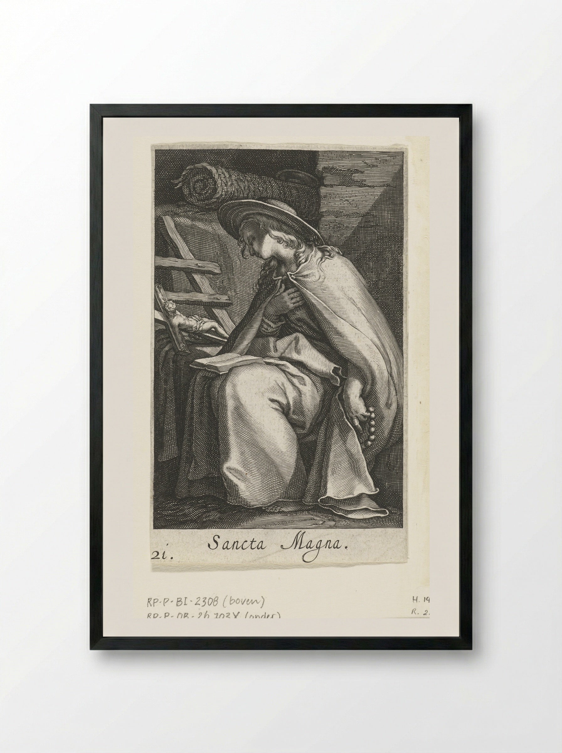 Sancta Magna (Saint Magna as a Hermit) - Boëtius Adamsz. Bolswert - Framed Print Black