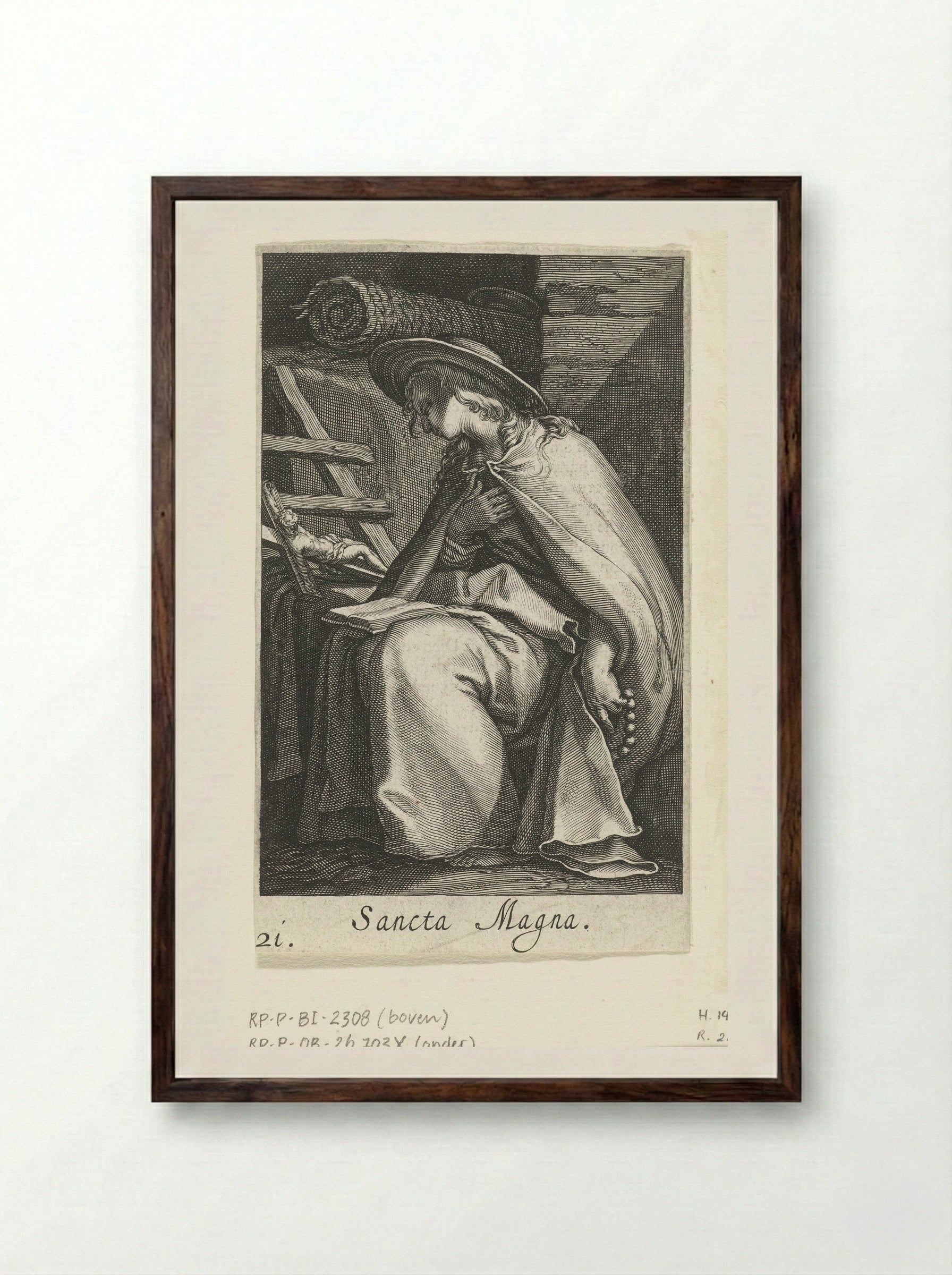 Sancta Magna (Saint Magna as a Hermit) - Boëtius Adamsz. Bolswert - Framed Print Dark Wood
