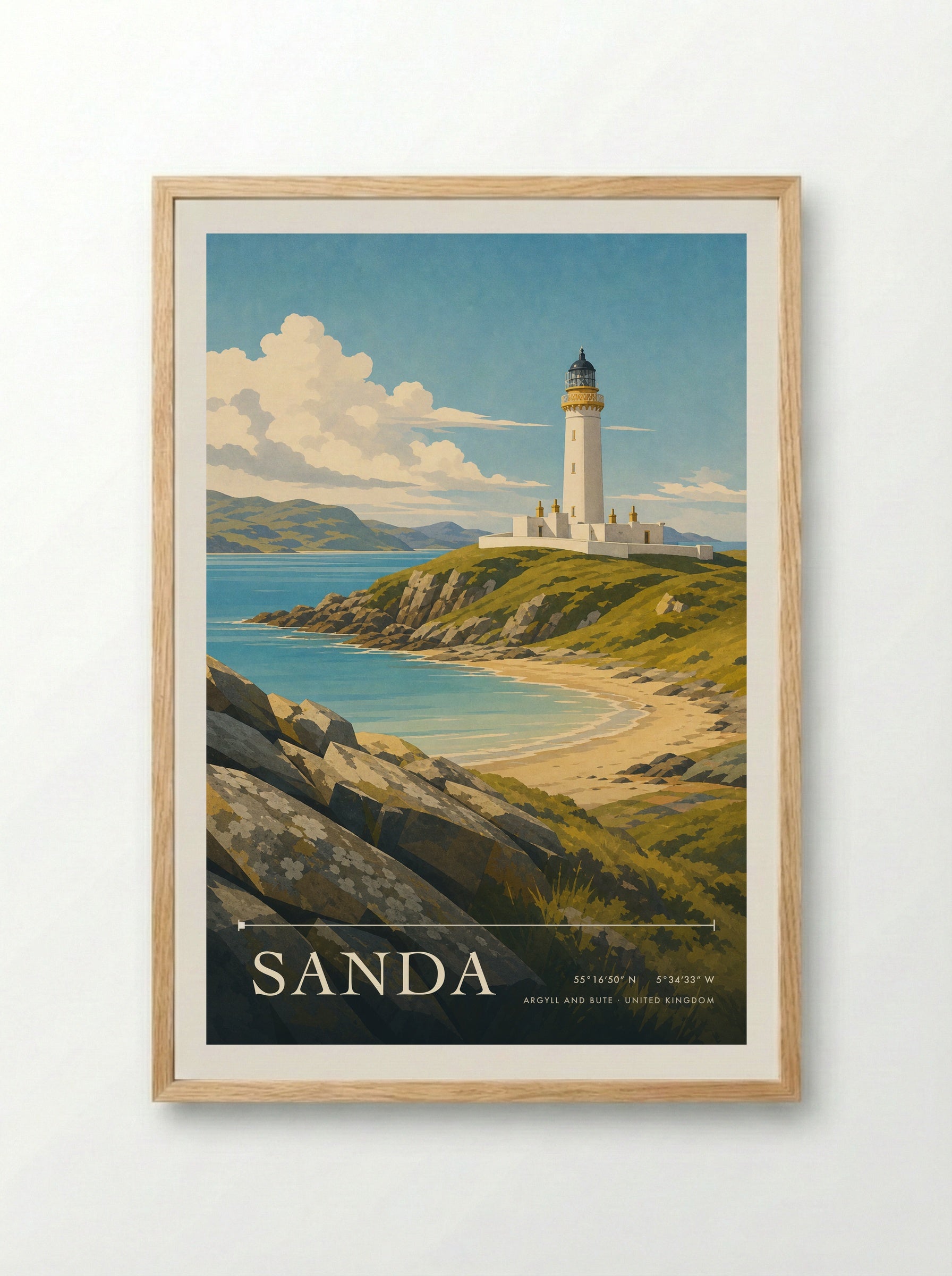 Sanda Argyll and Bute United Kingdom Travel Poster - Framed Print Wood