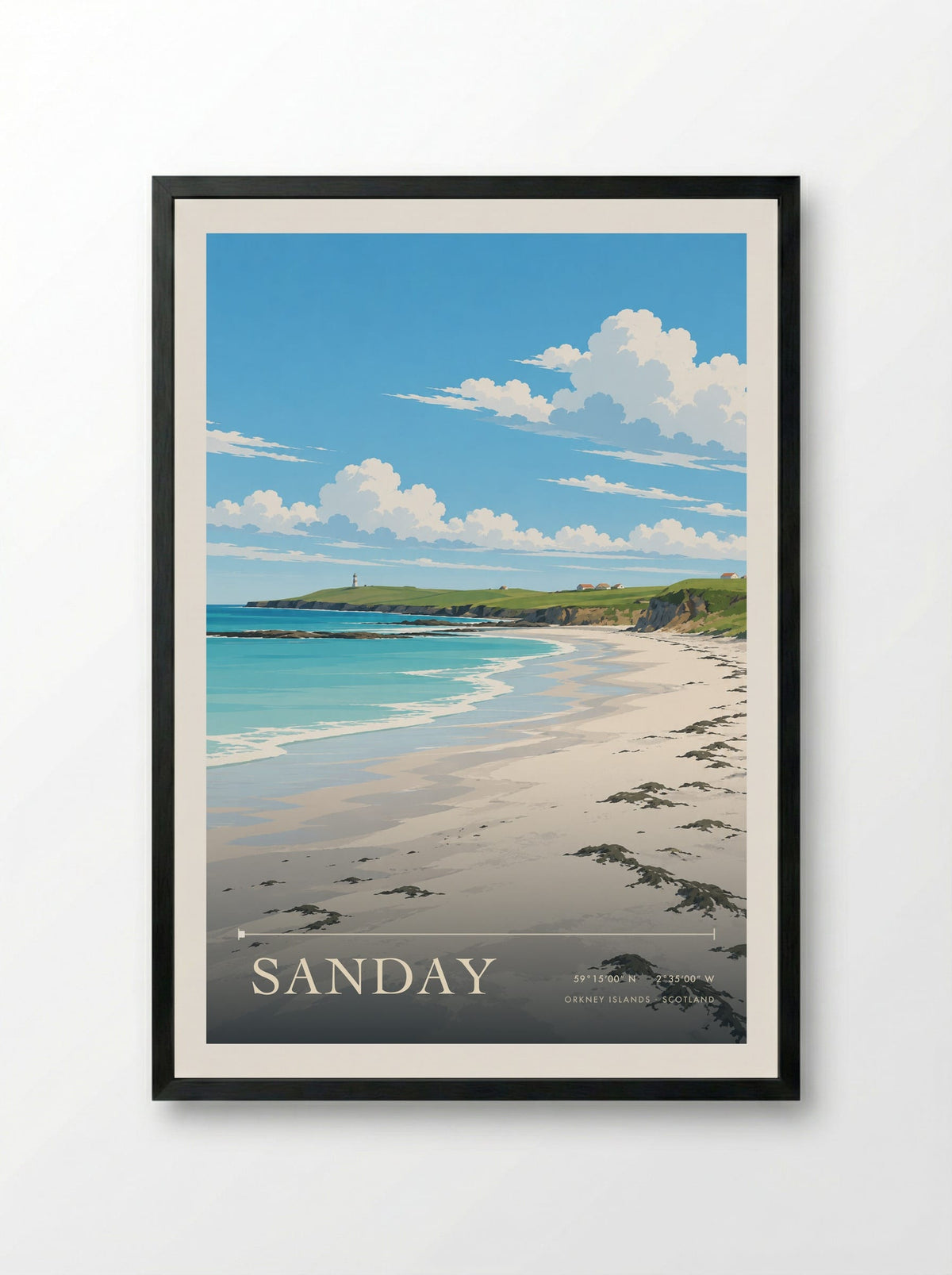 Sanday, Orkney Islands | Travel Poster - Framed Print Black