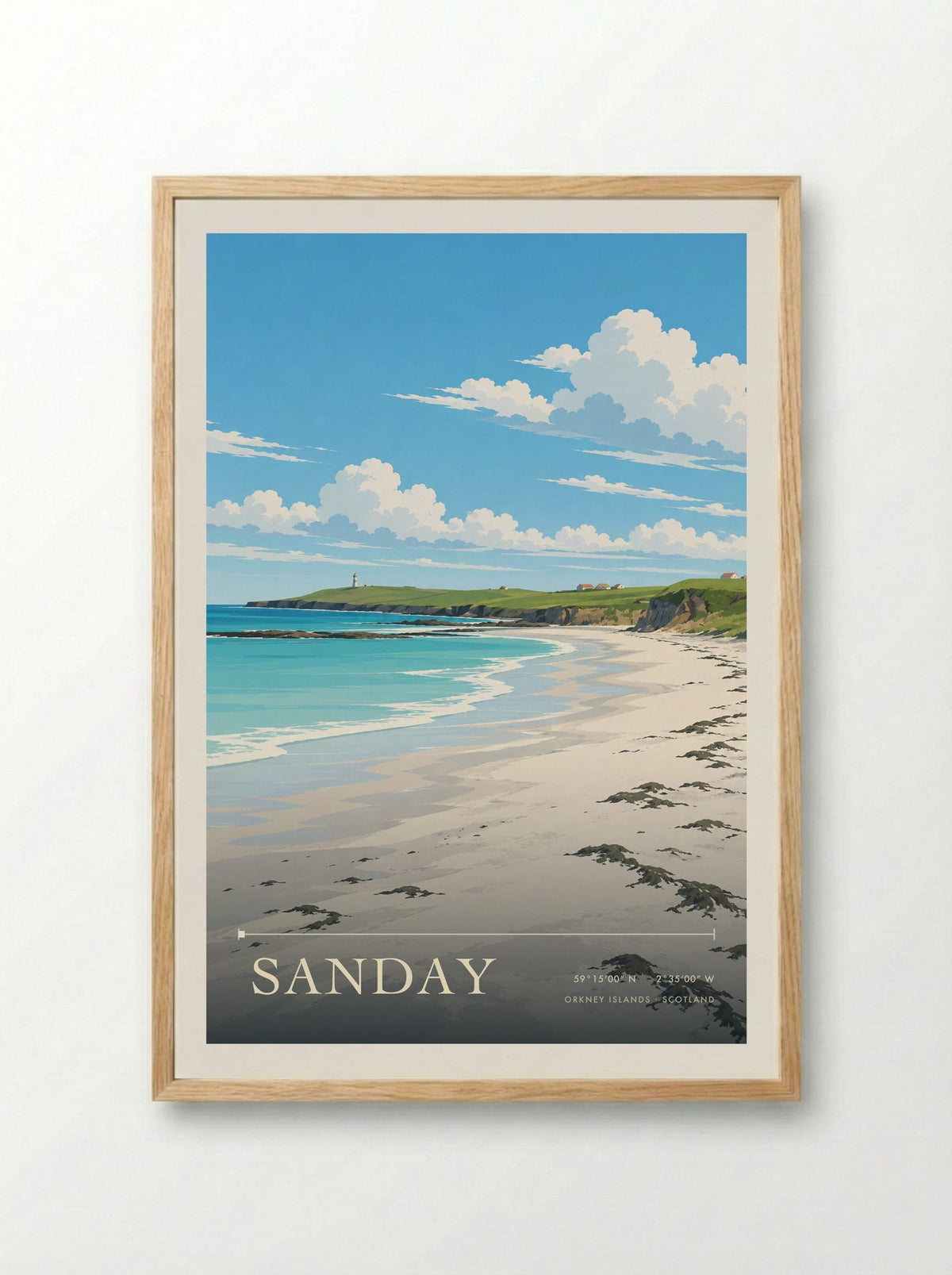 Sanday, Orkney Islands | Travel Poster - Framed Print Wood