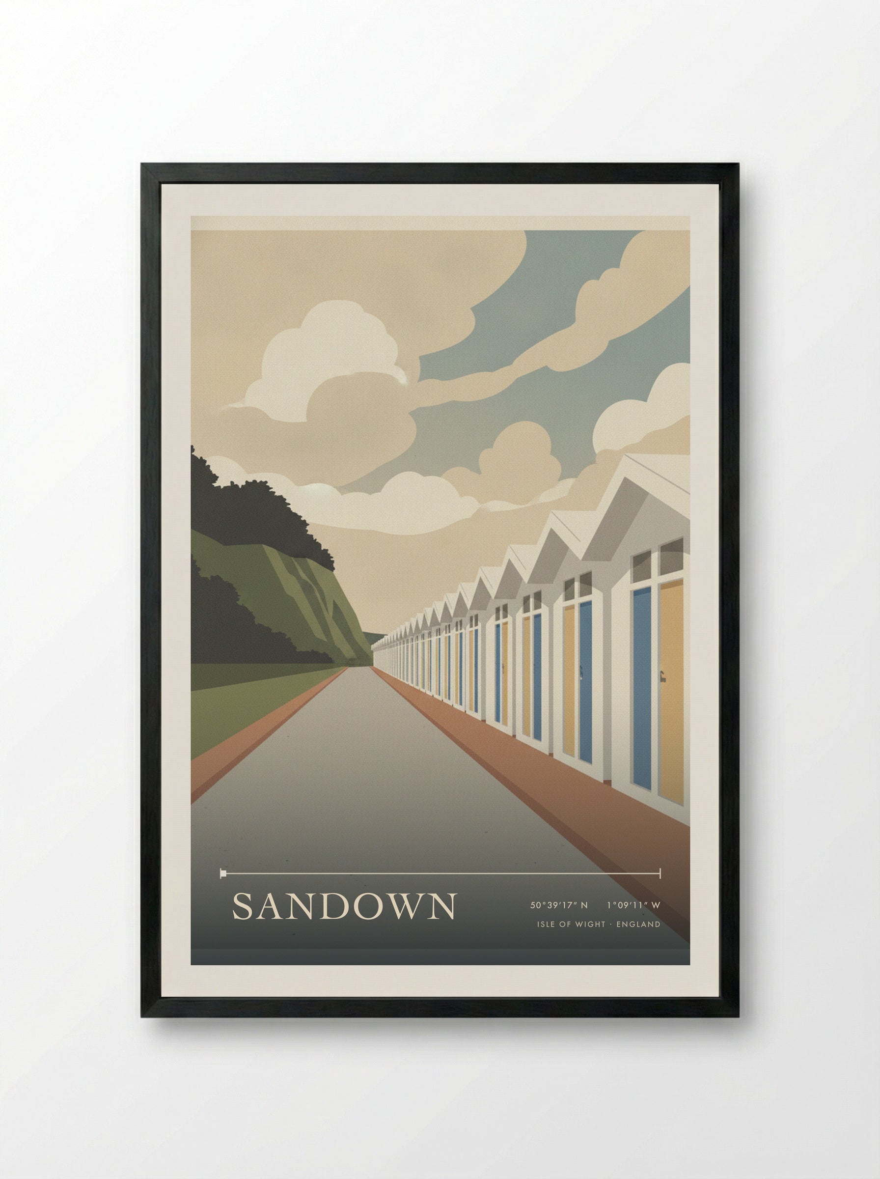 Sandown Isle of Wight England Travel Poster - Framed Print Black