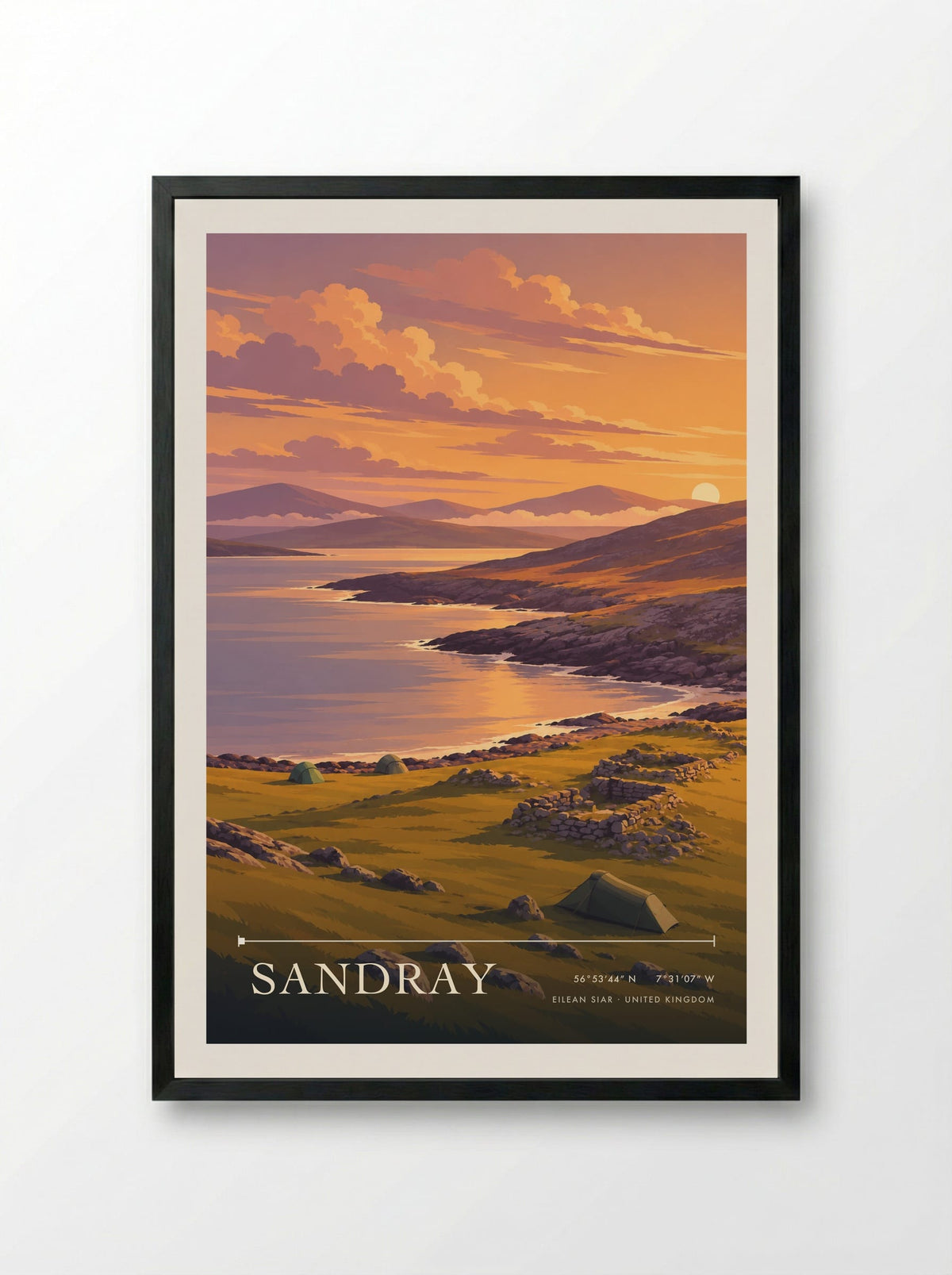 Sandray, Eilean Siar | Travel Poster - Framed Print Black