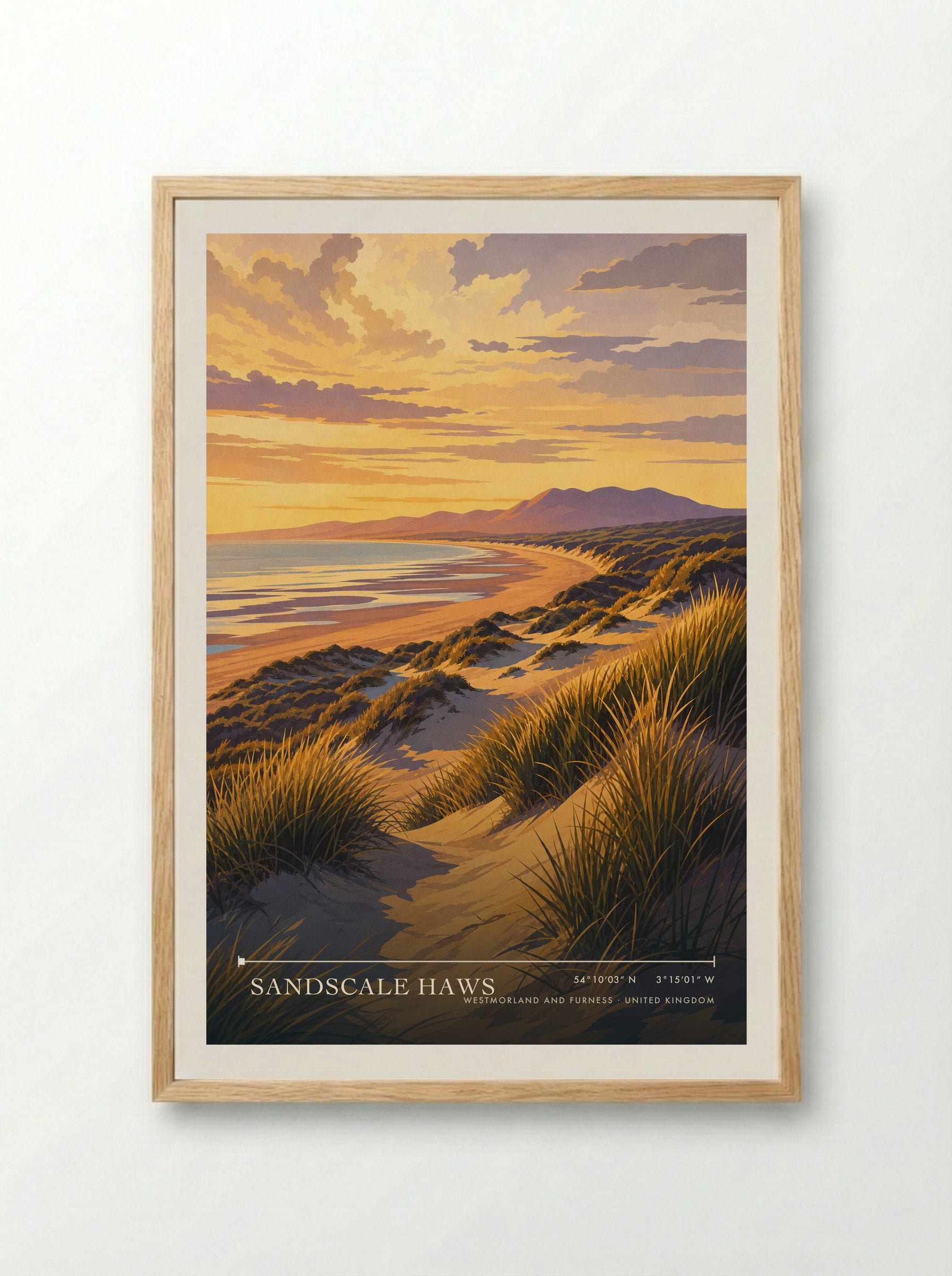 Sandscale Haws Westmorland and Furness United Kingdom Travel Poster - Framed Print Wood