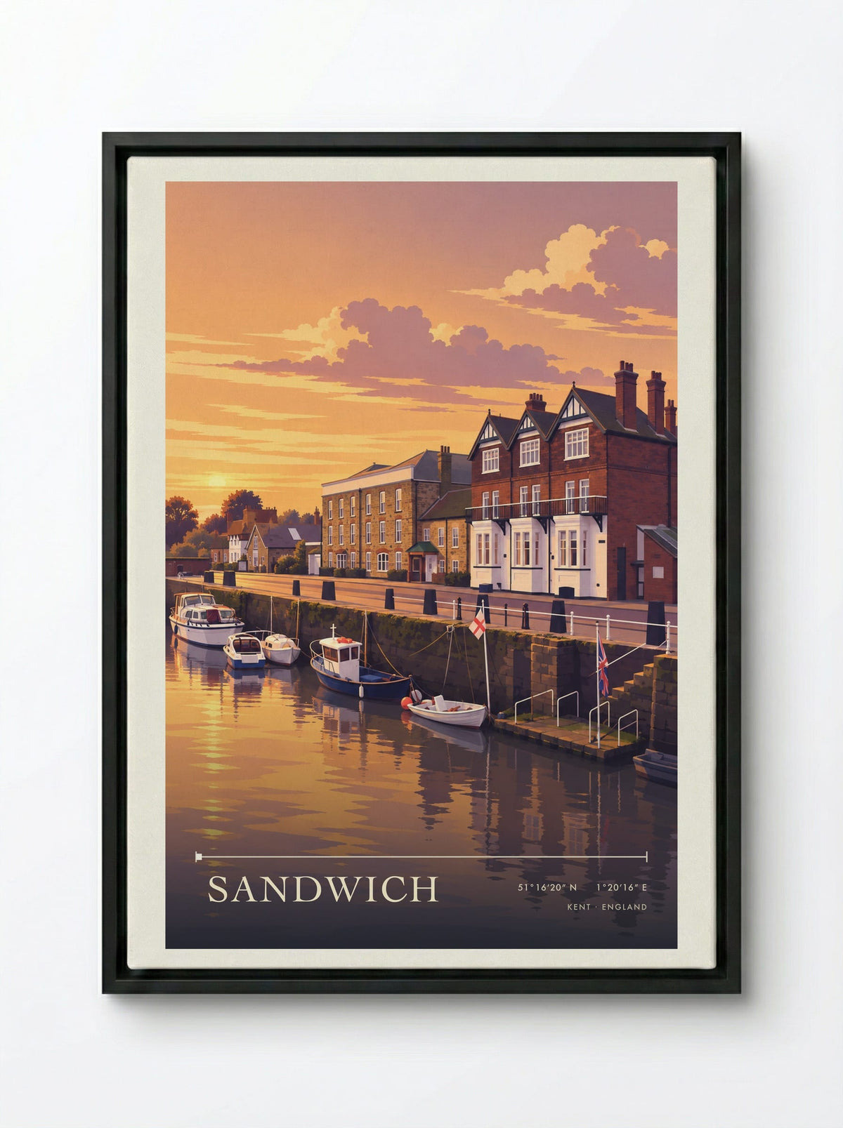 Sandwich, Kent | Travel Poster - Framed Canvas Black