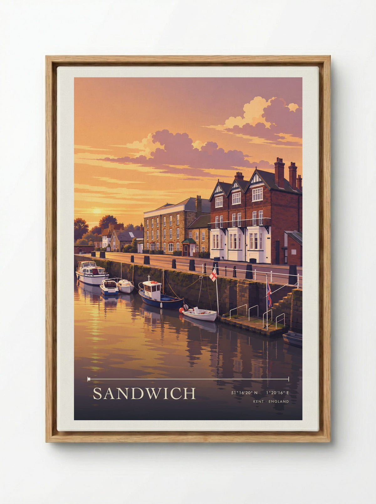 Sandwich, Kent | Travel Poster - Framed Canvas Wood