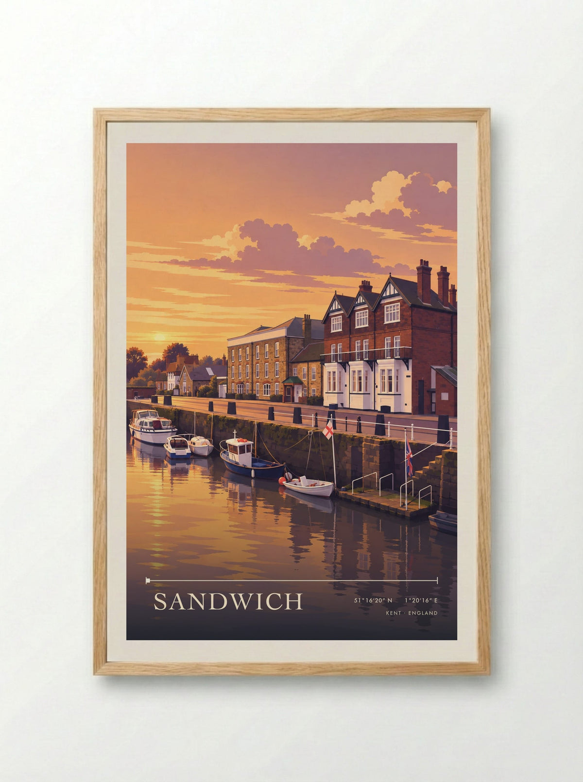 Sandwich, Kent | Travel Poster - Framed Print Wood