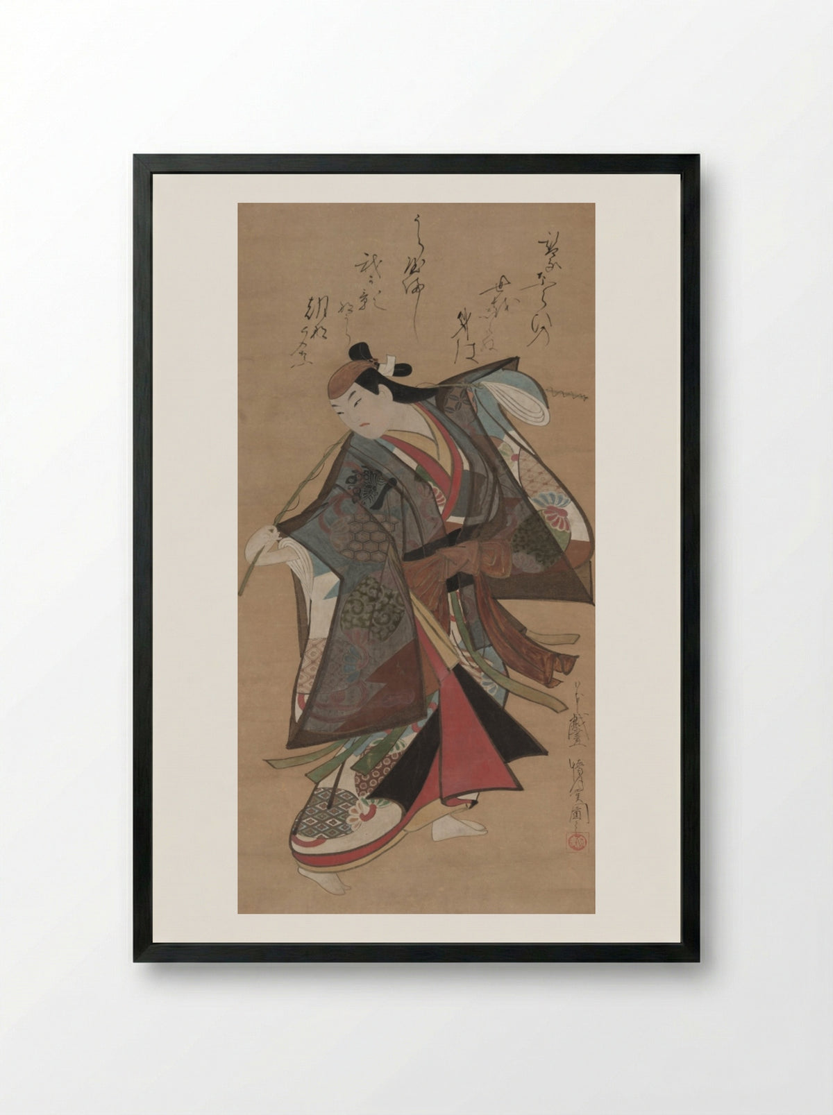 Sanjo Kantaro II in the Role of Urashima Taro - Kaigetsudō Ando - Framed Print Black