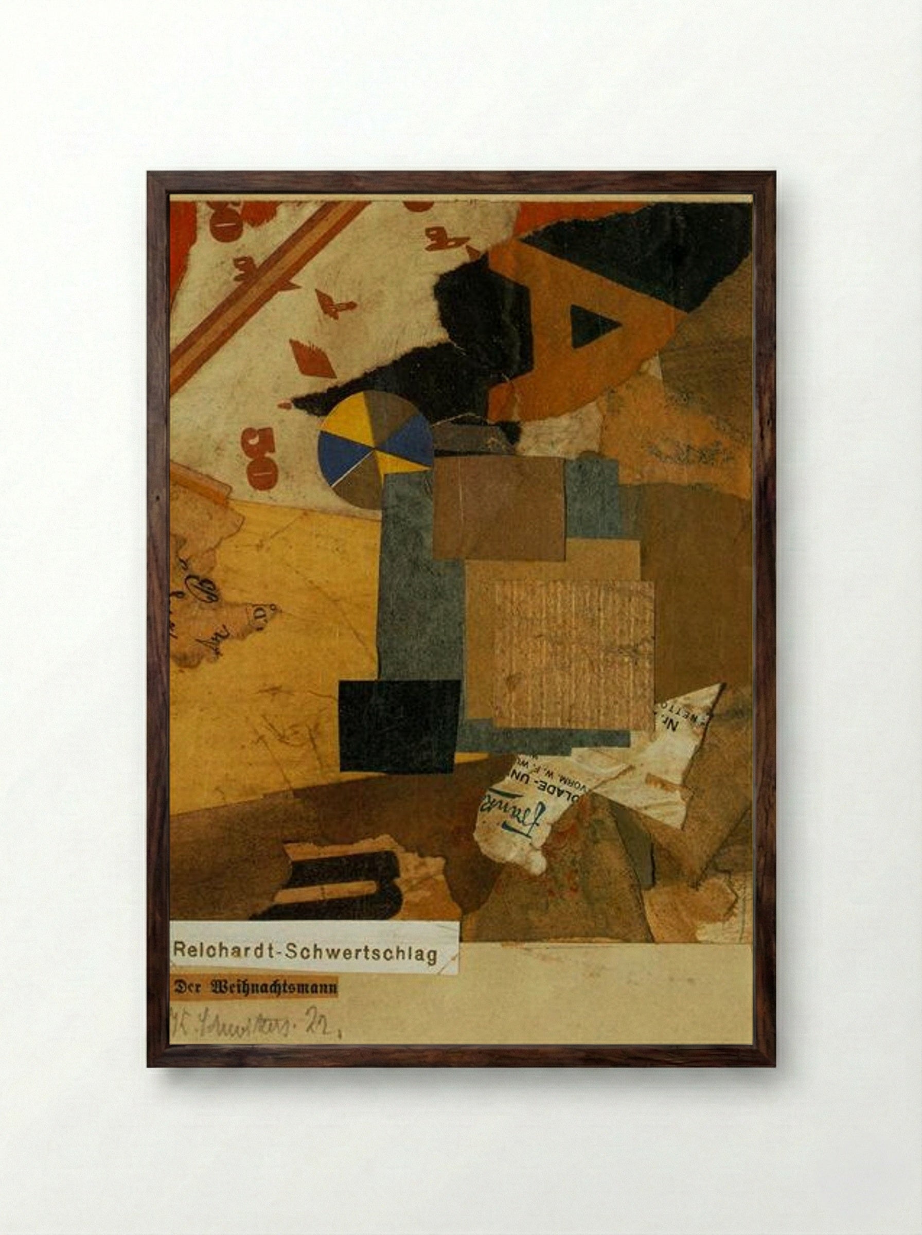 Santa Claus (Der Weihnachtsmann) - Kurt Schwitters - Framed Print Dark Wood