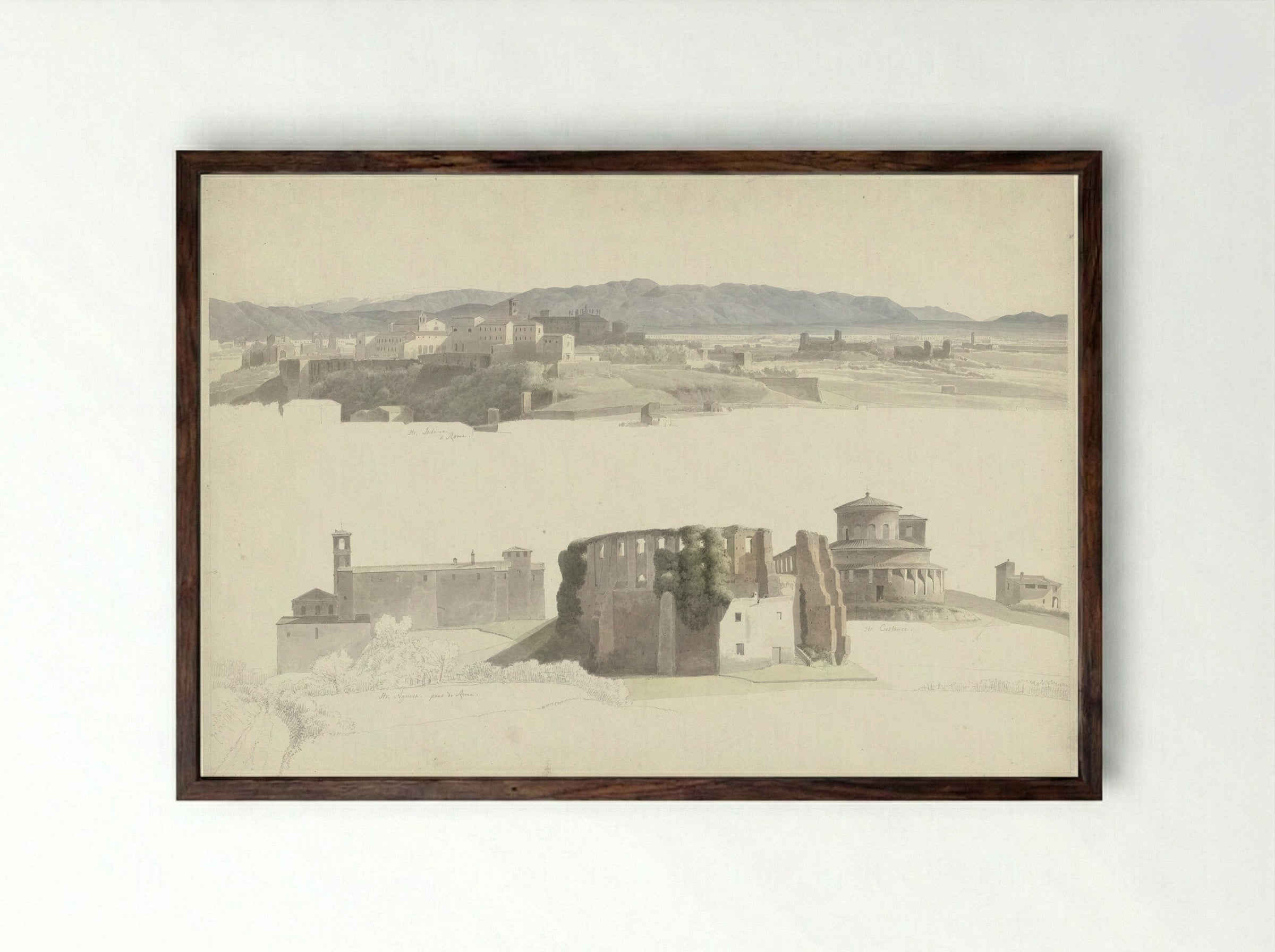 Santa Sabina and Sant’Agnese - Josephus Augustus Knip - Framed Print Dark Wood