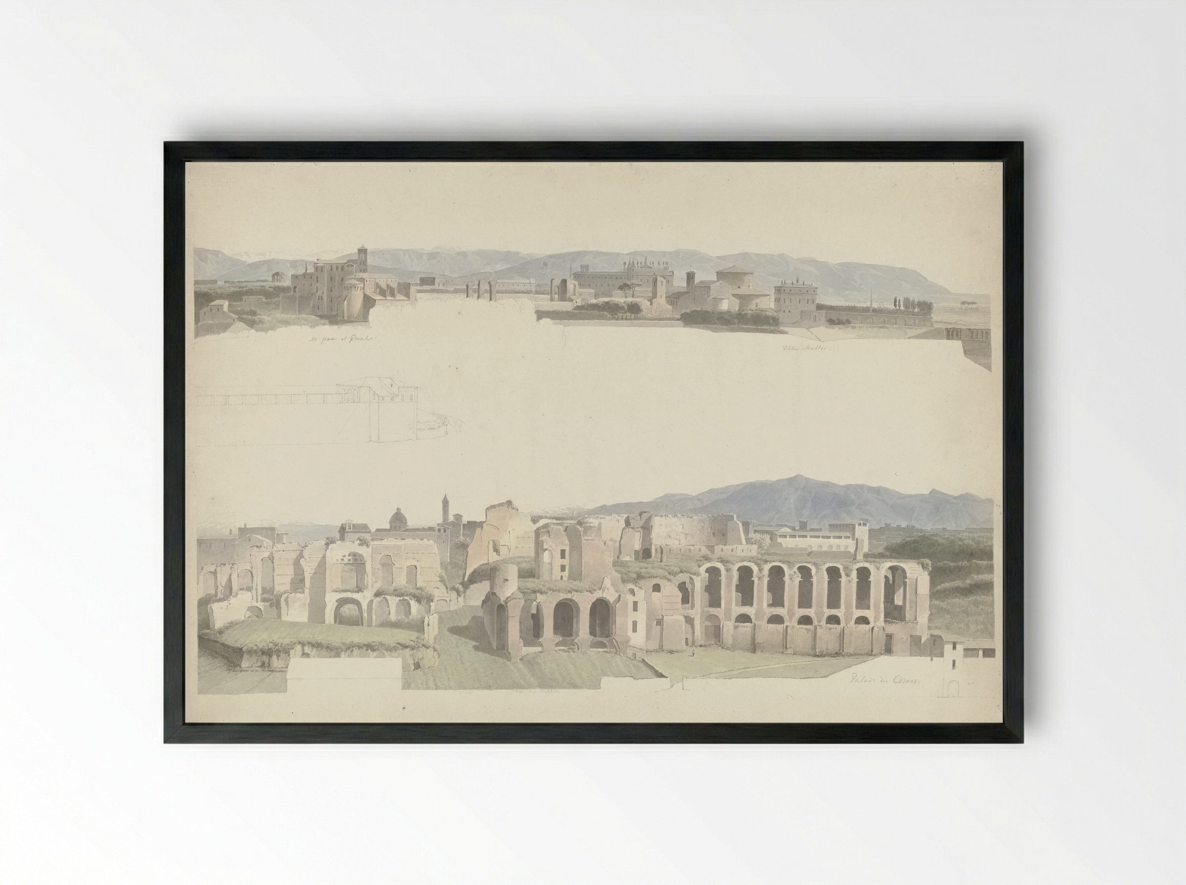 Santi Giovanni e Paolo, de Villa Mattei en de keizerlijke paleizen - Josephus Augustus Knip - Framed Print Black