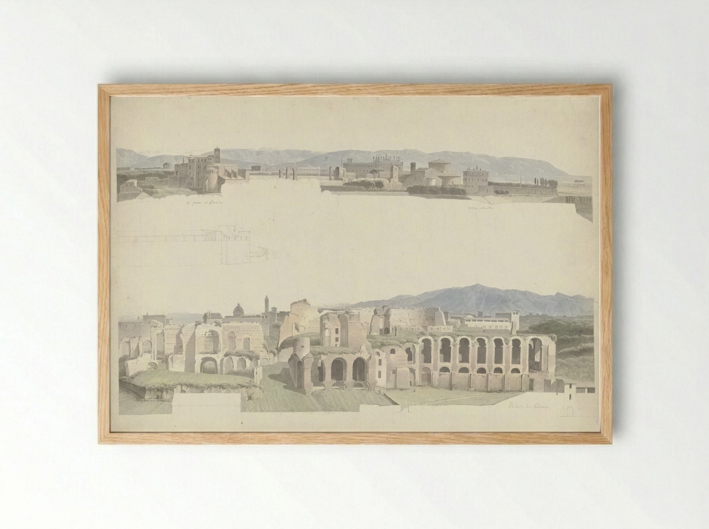 Santi Giovanni e Paolo, de Villa Mattei en de keizerlijke paleizen - Josephus Augustus Knip - Framed Print Wood