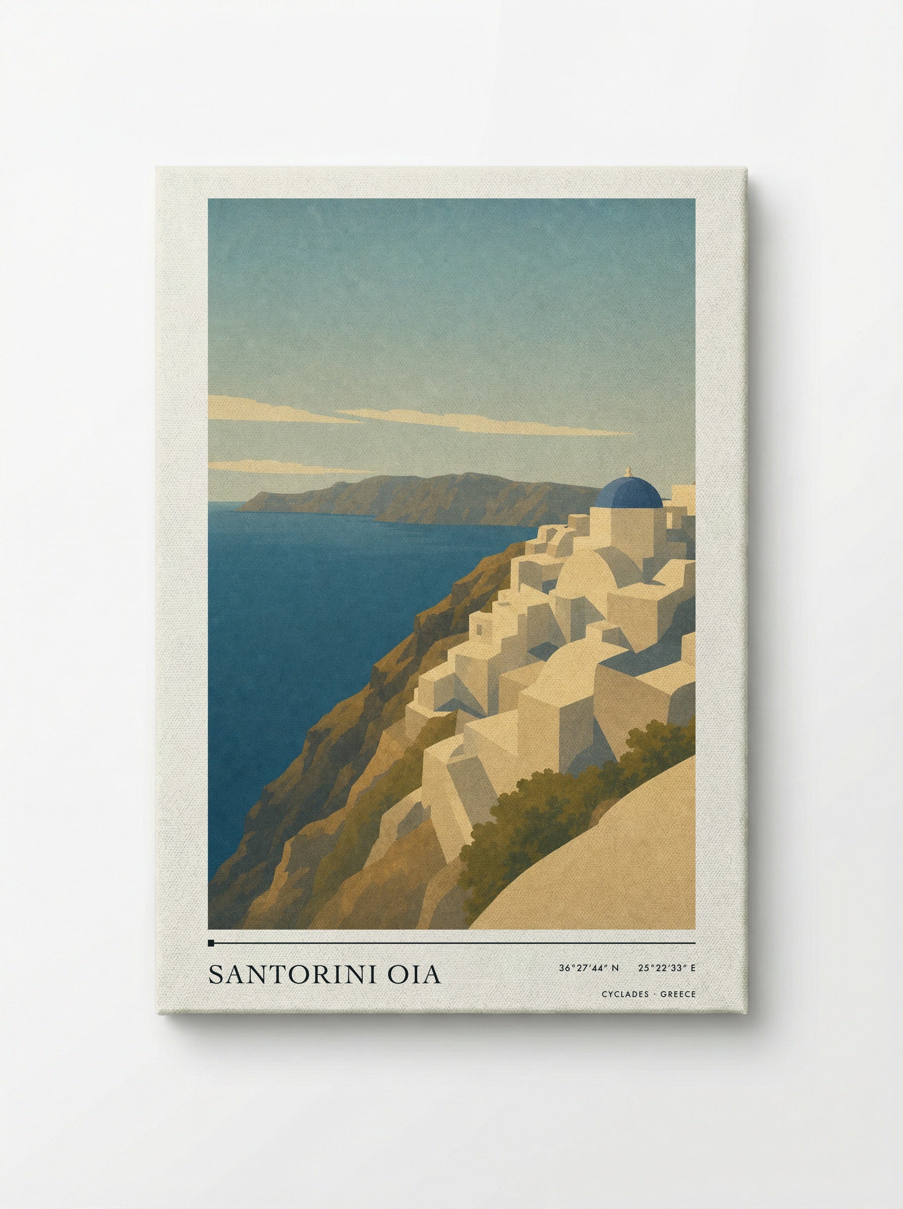 Santorini Oia Travel Poster Artwork - Canvas