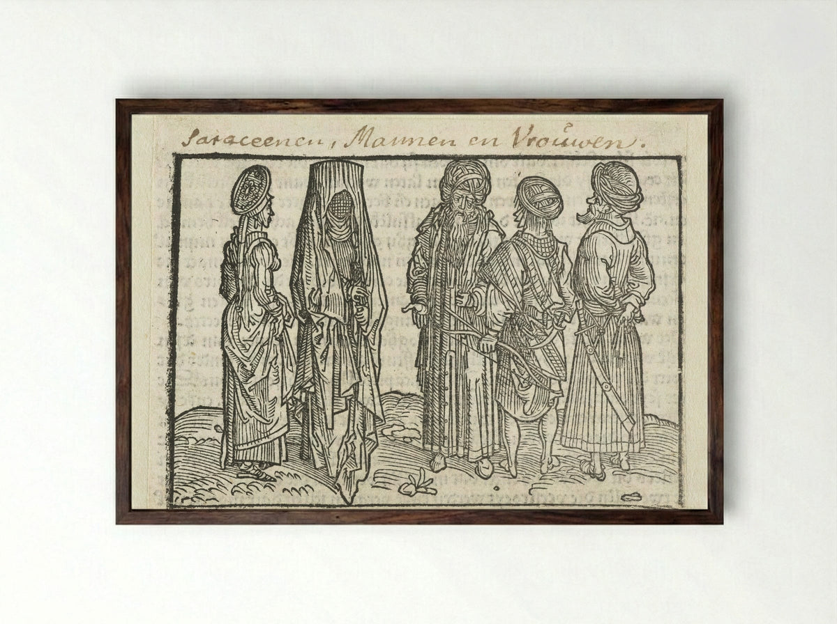Saracenen (Men and Women) - Erhard Reuwich - Framed Print Dark Wood