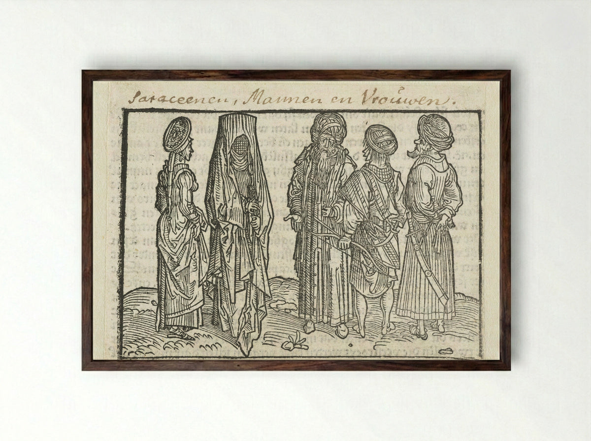 Saracenen (Men and Women) - Erhard Reuwich - Framed Print Dark Wood