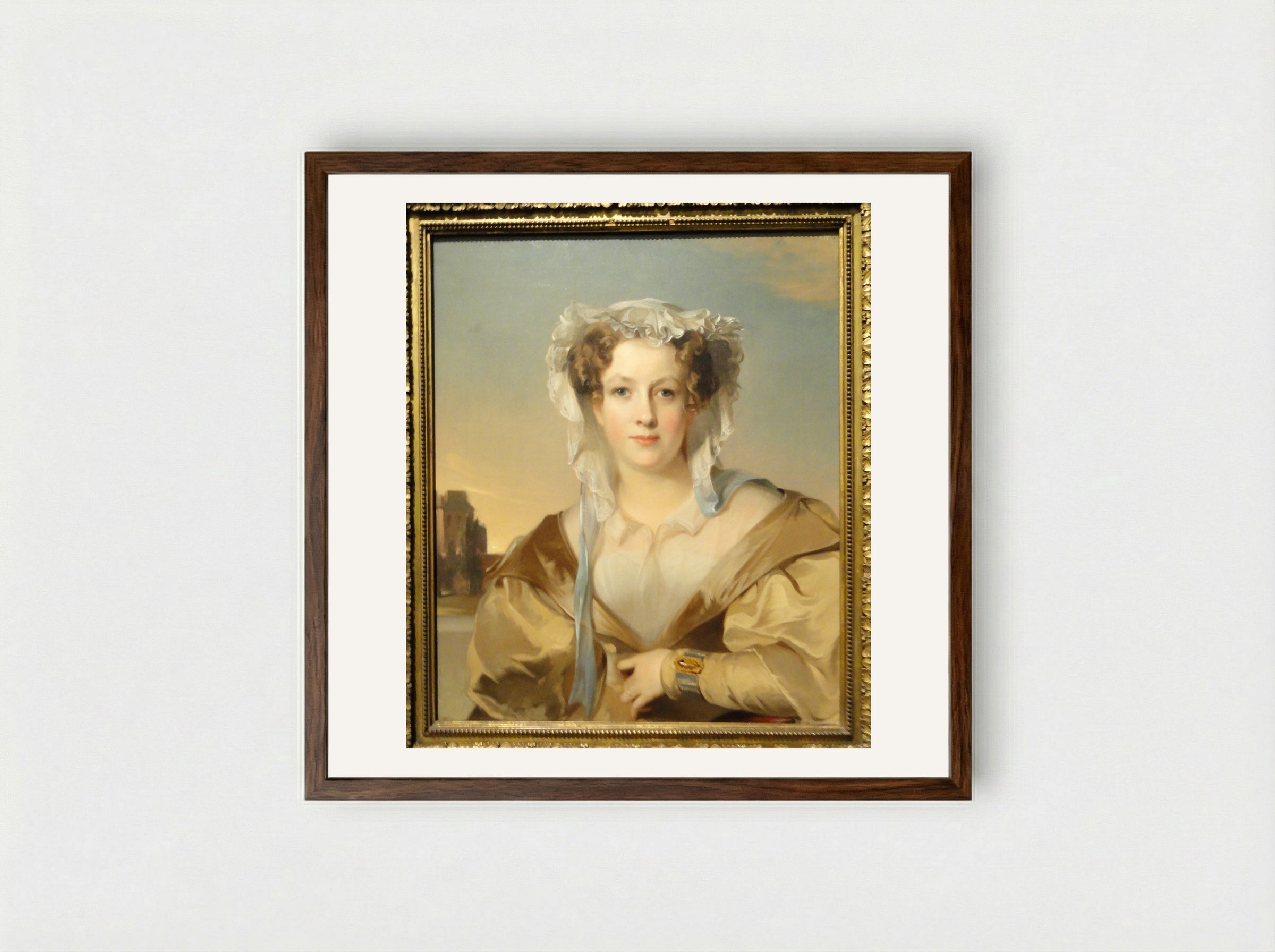 Sarah Rogers Gracie King, Mrs. James Gore King - Thomas Sully - Framed Print Dark Wood
