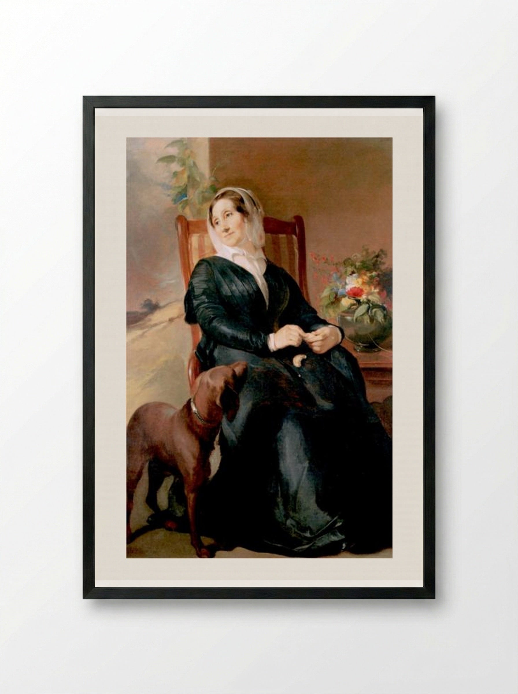 Sarah Sully and Her Dog, Ponto - Thomas Sully - Framed Print Black