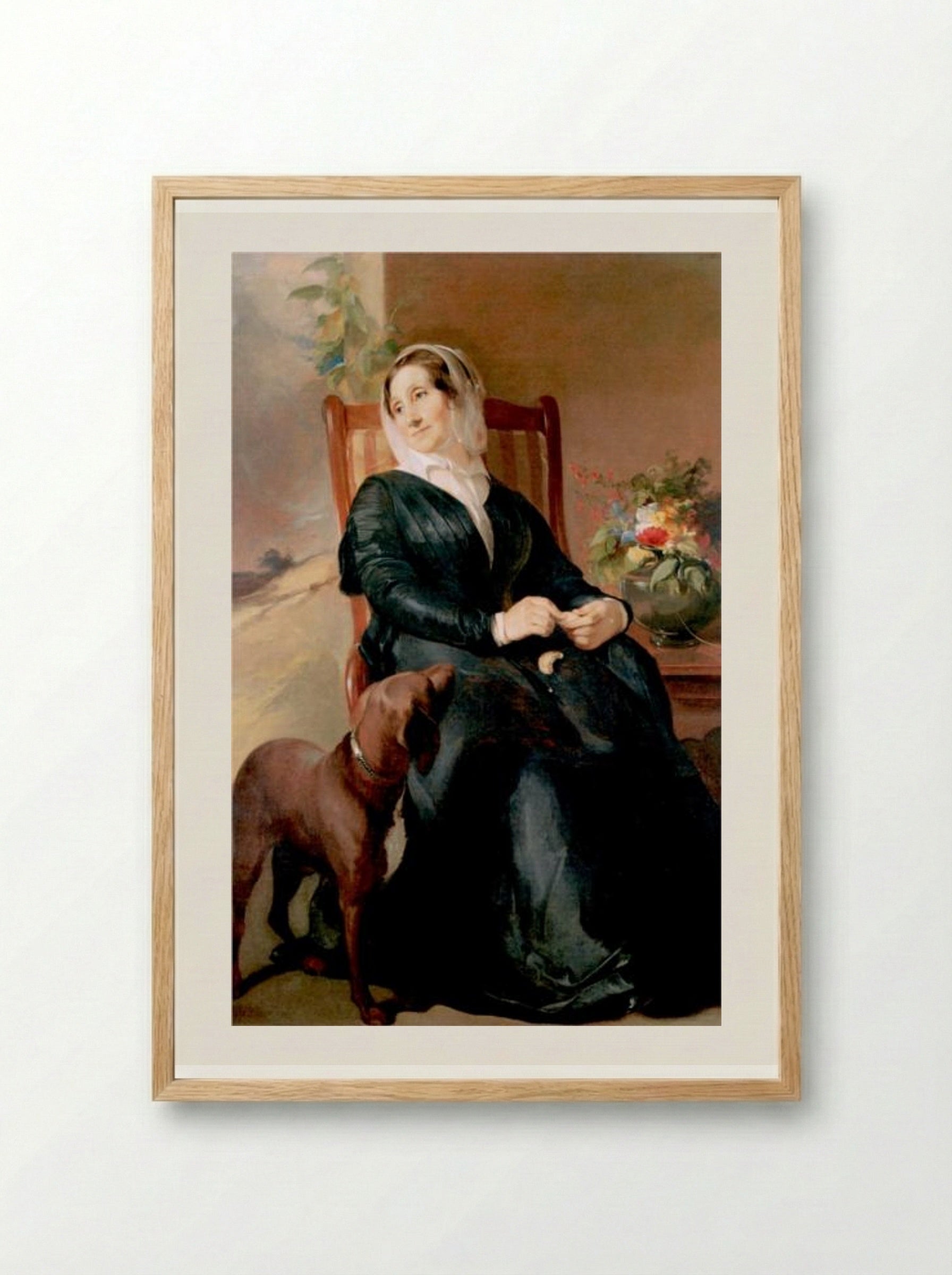 Sarah Sully and Her Dog, Ponto - Thomas Sully - Framed Print Wood