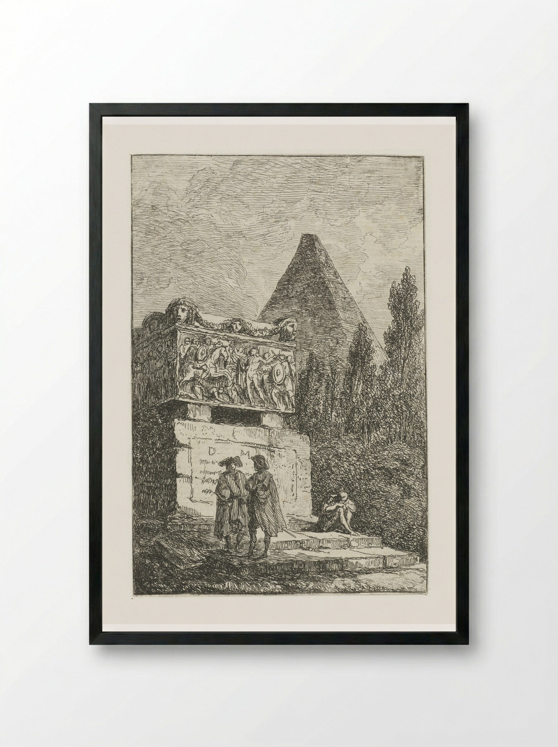 Sarcophagus and Pyramid - Hubert Robert - Framed Print Black