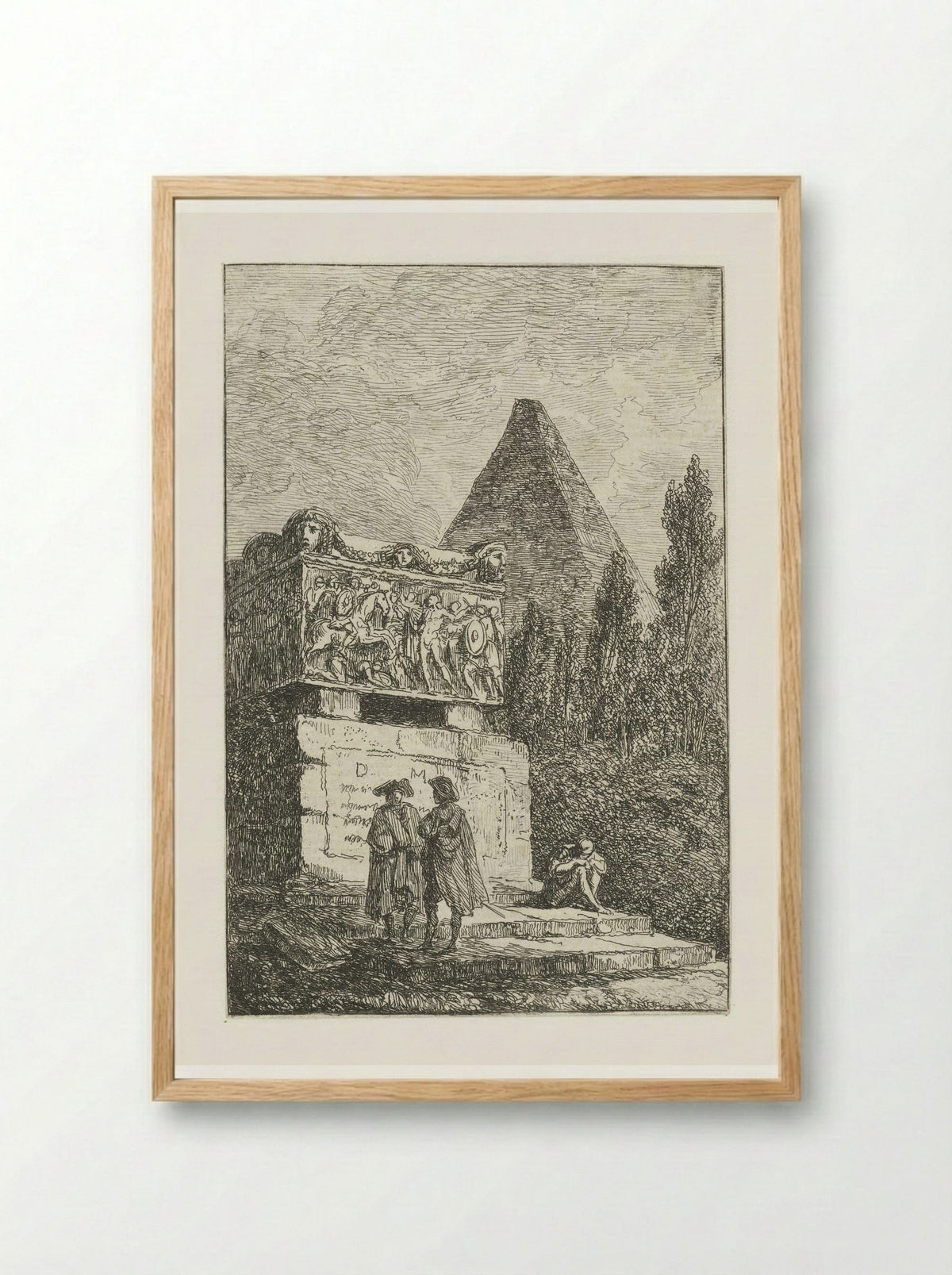 Sarcophagus and Pyramid - Hubert Robert - Framed Print Wood