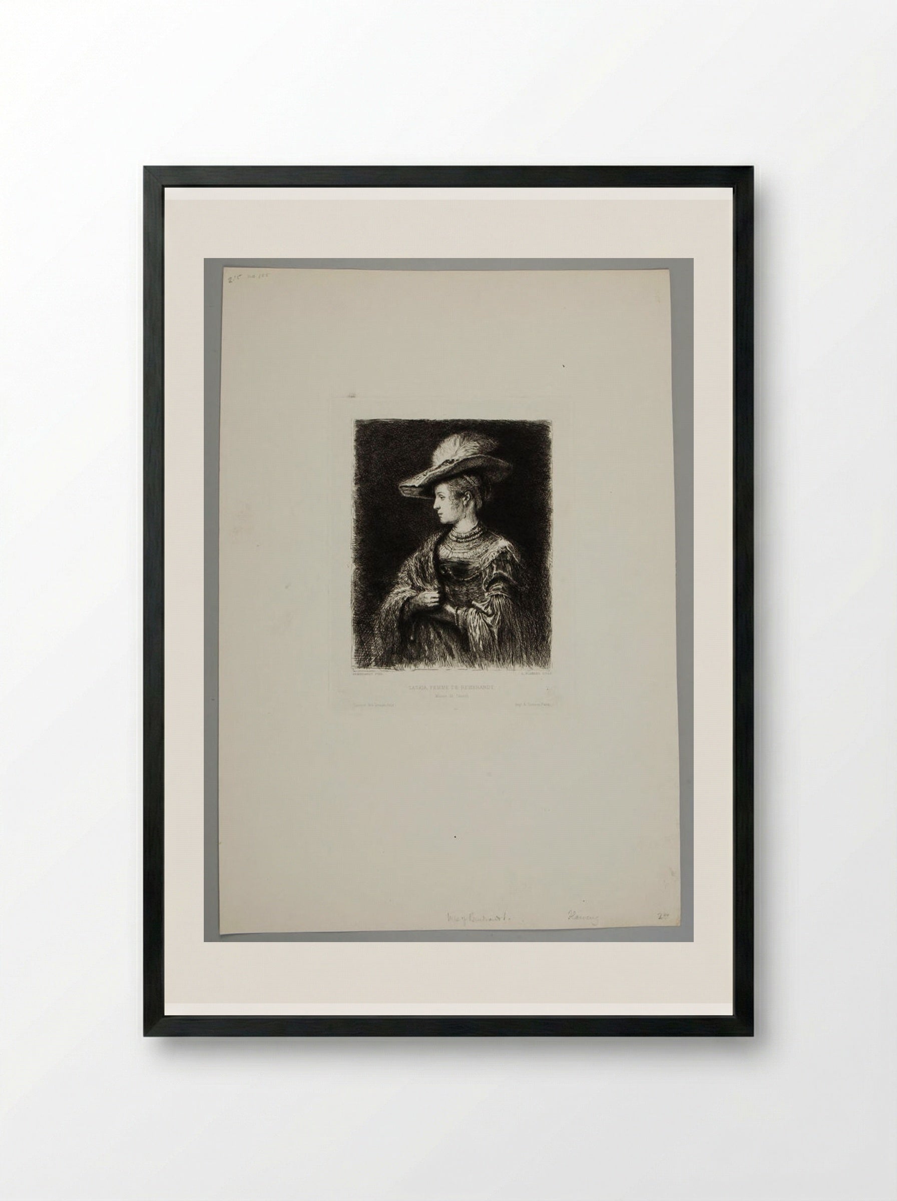 Saskia, Wife of Rembrandt - Léopold Flameng - Framed Print Black