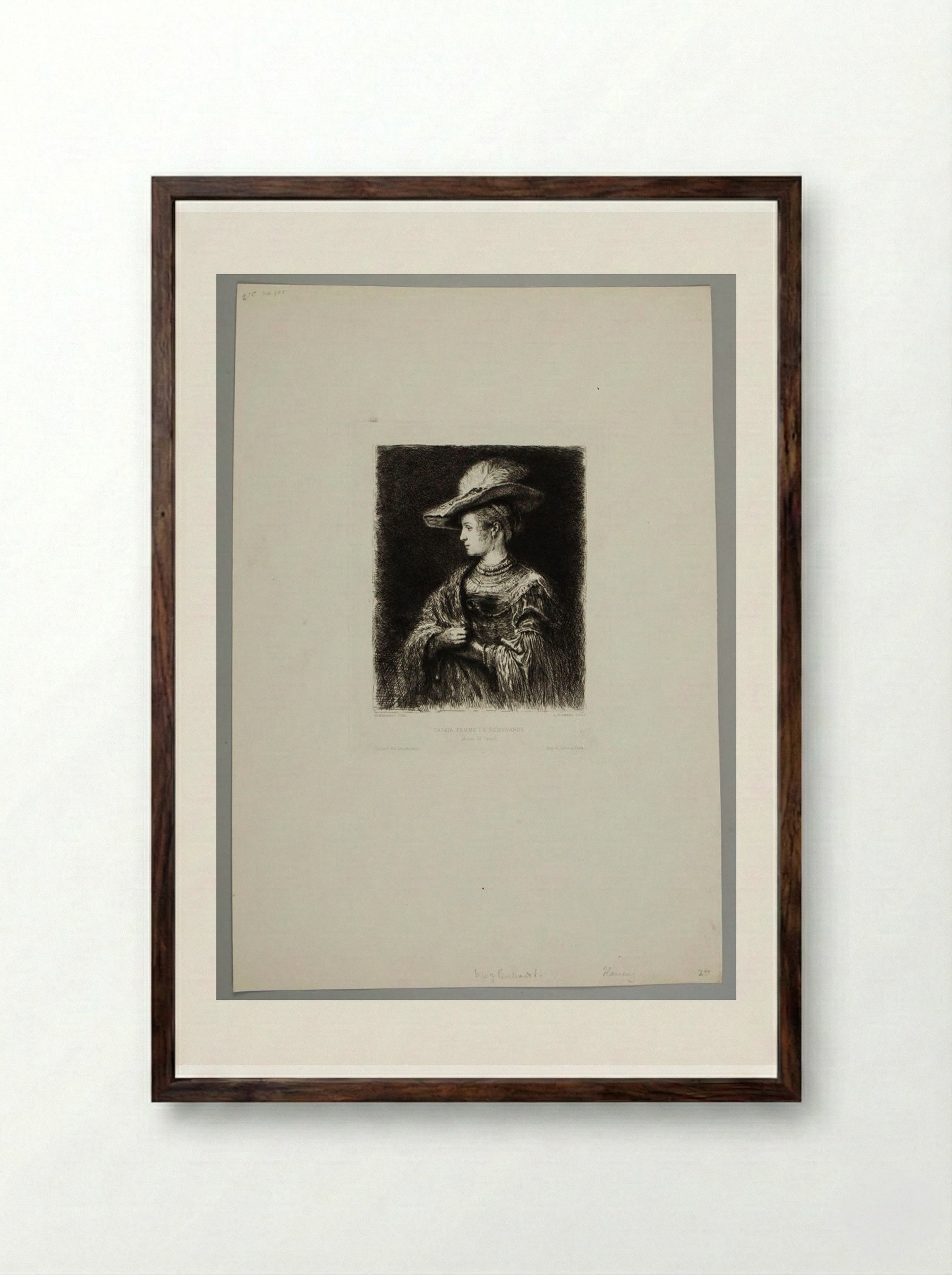 Saskia, Wife of Rembrandt - Léopold Flameng - Framed Print Dark Wood