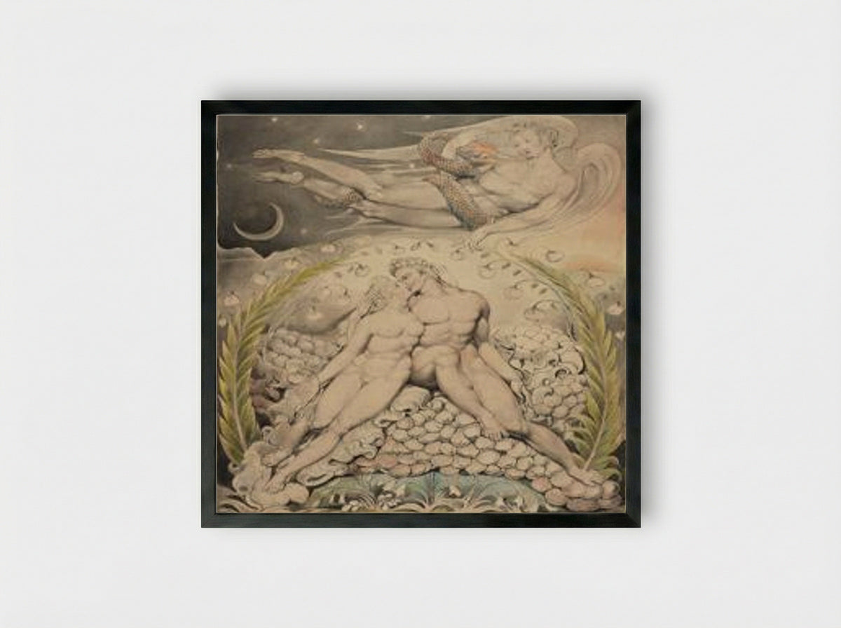 Satan Watching the Endearments of Adam and Eve - William Blake - Framed Print Black