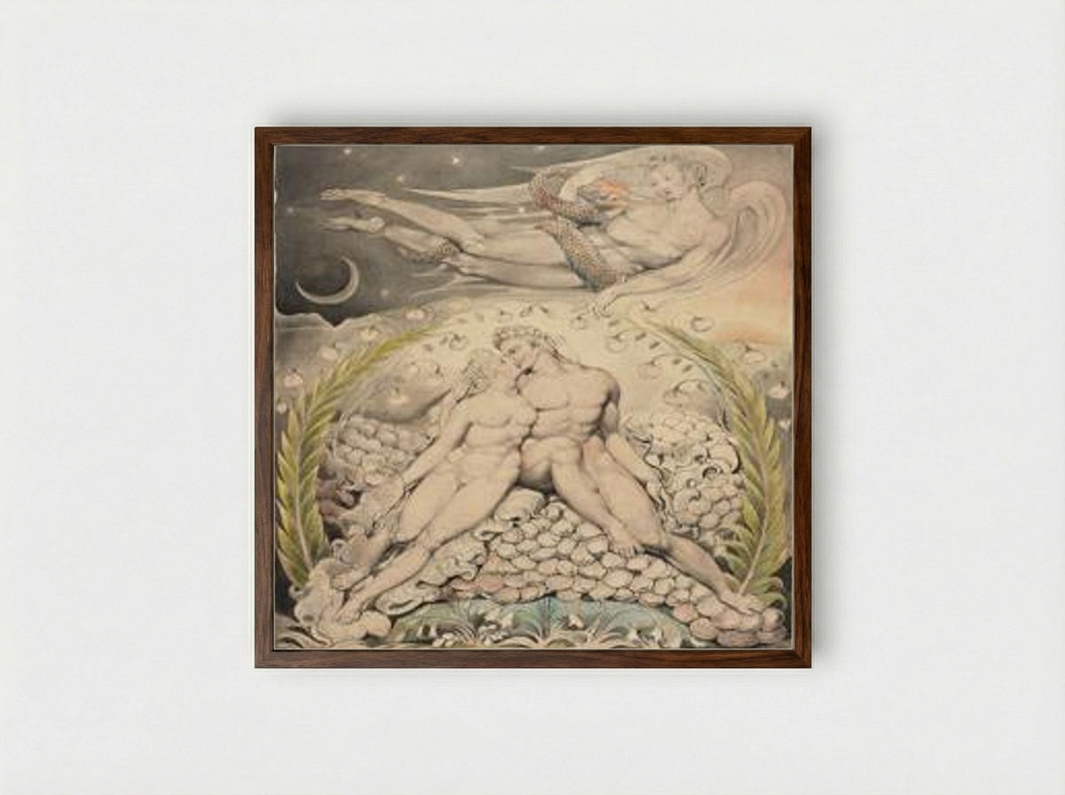 Satan Watching the Endearments of Adam and Eve - William Blake - Framed Print Dark Wood