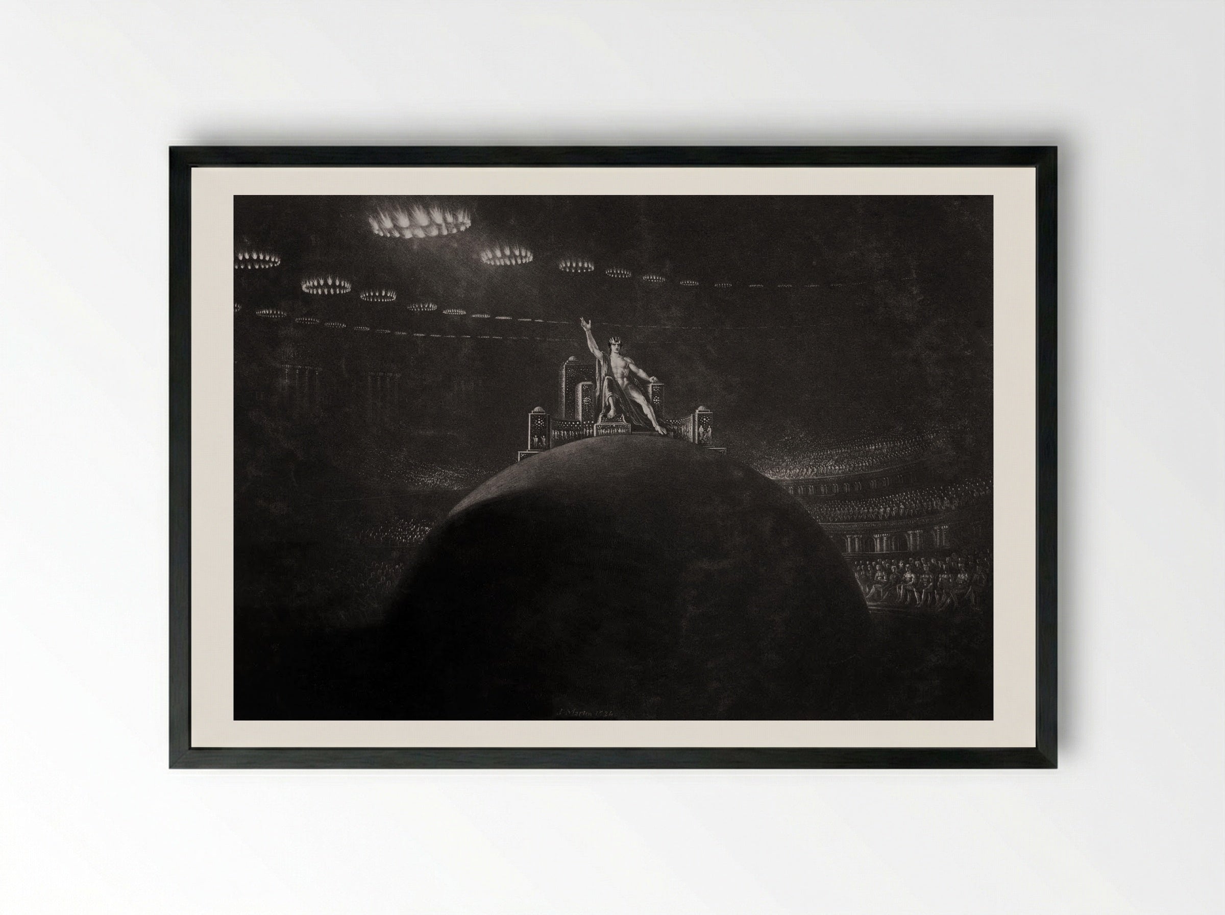 Satan in Council - John Martin - Framed Print Black