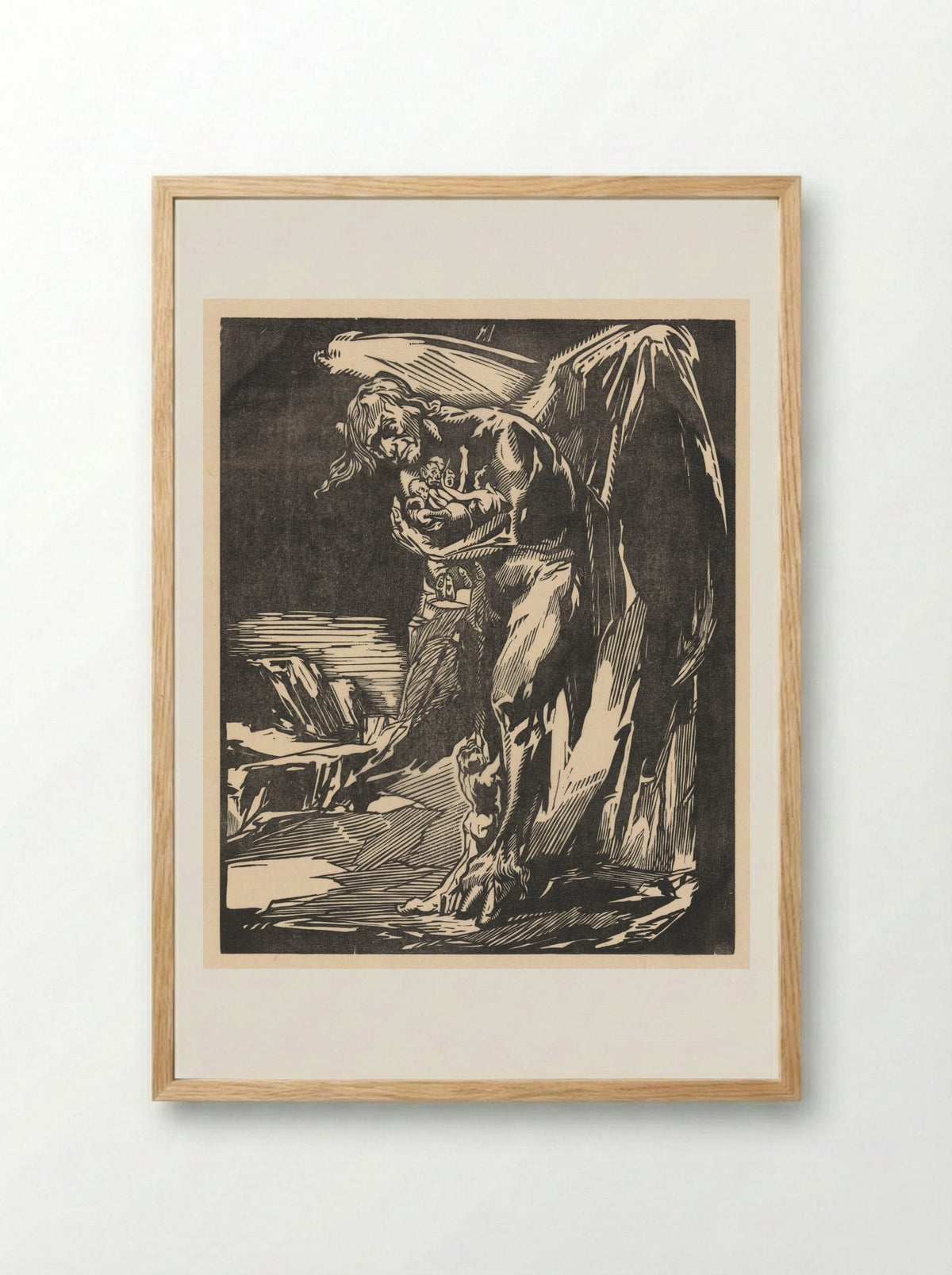 Satan met figuren in zijn armen - Johannes Josephus Aarts - Framed Print Wood
