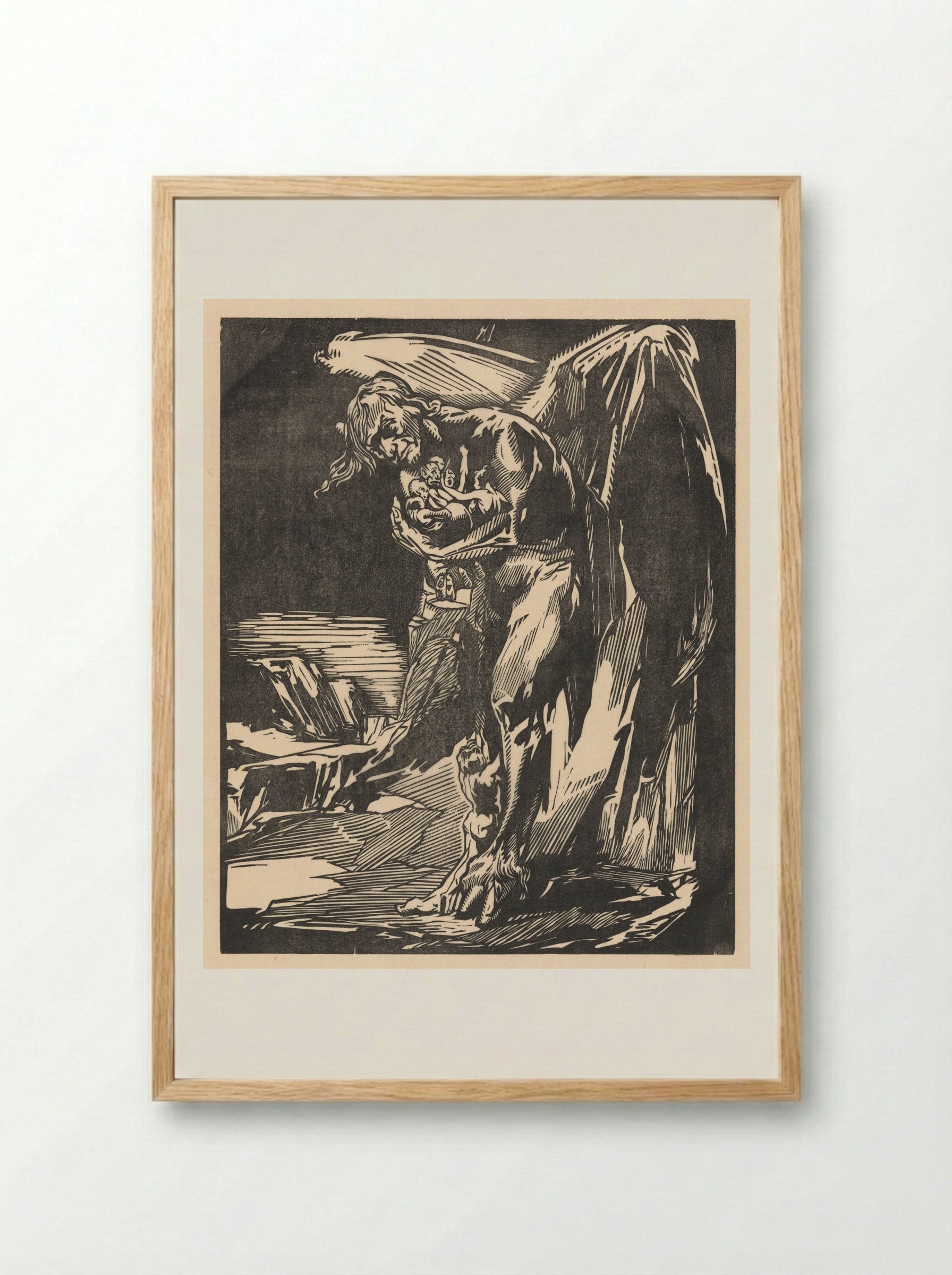 Satan met figuren in zijn armen - Johannes Josephus Aarts - Framed Print Wood