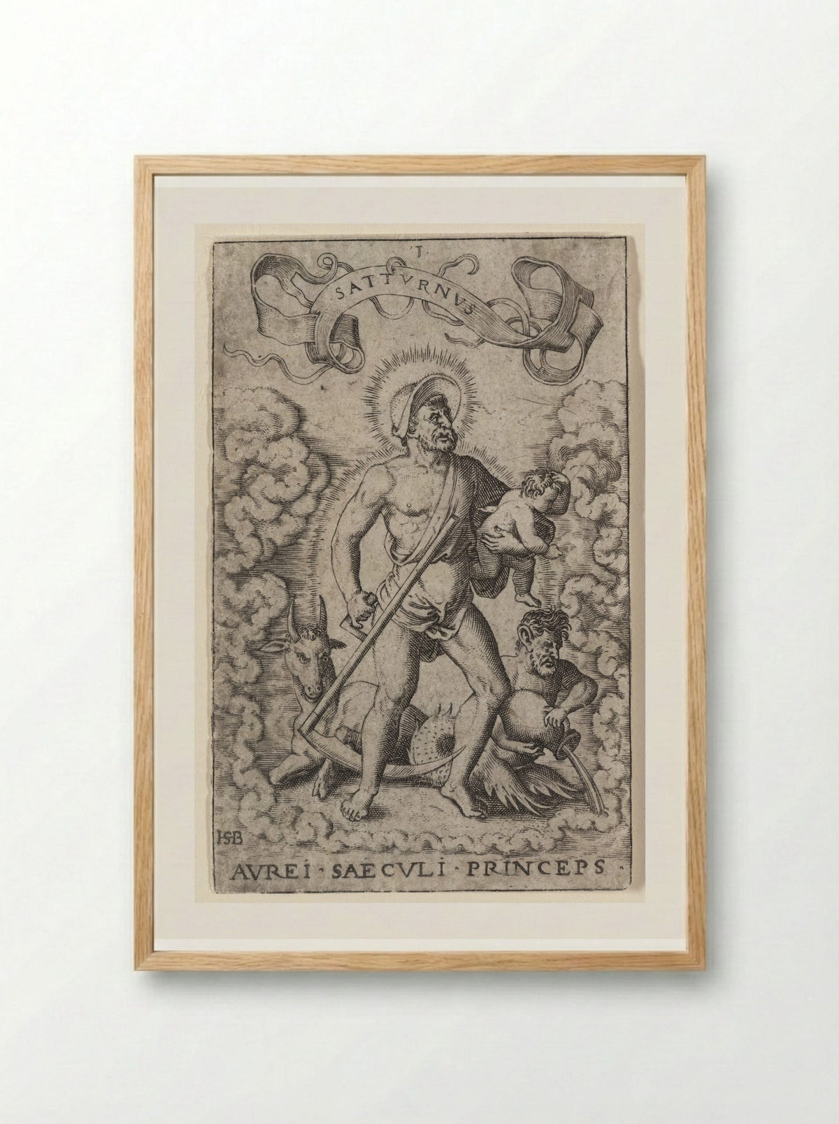 Saturn (Aurei Saeculi Princeps) - Theodor de Bry - Framed Print Wood