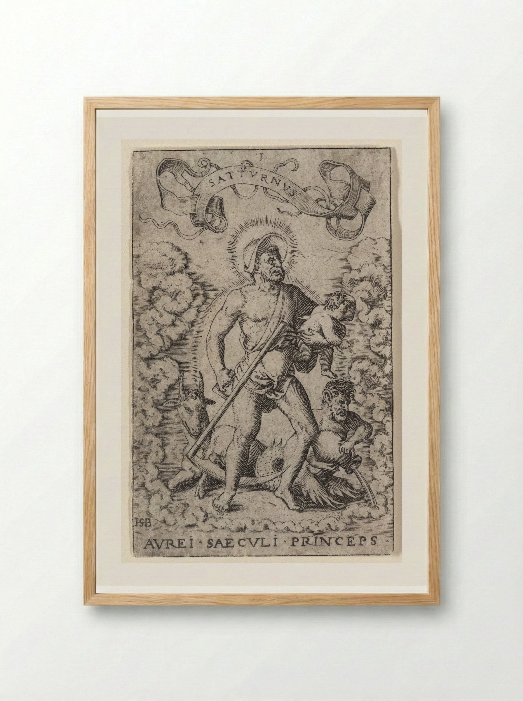 Saturn (Aurei Saeculi Princeps) - Theodor de Bry - Framed Print Wood