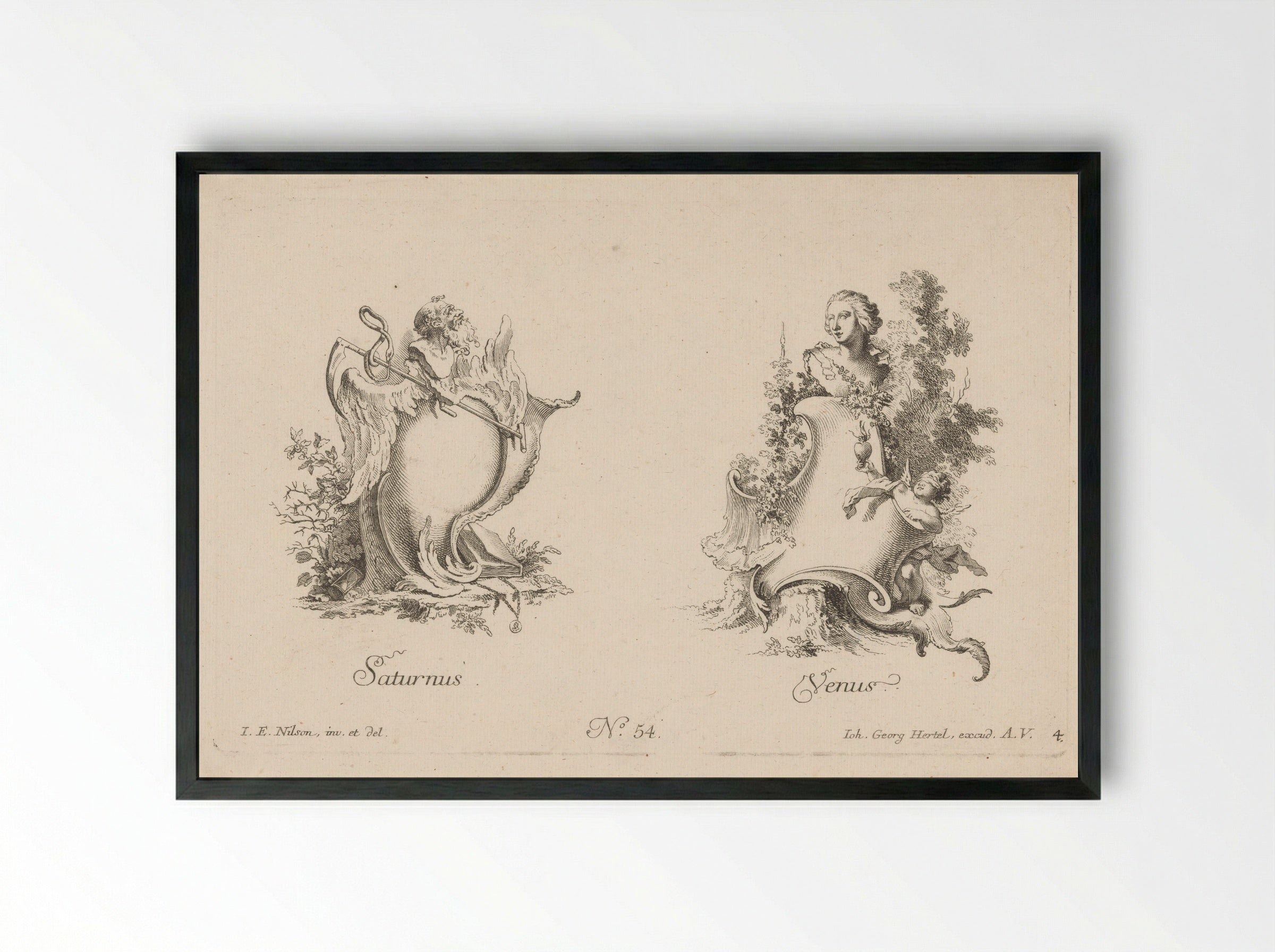 Saturnus en Venus - Jakob Wangner - Framed Print Black