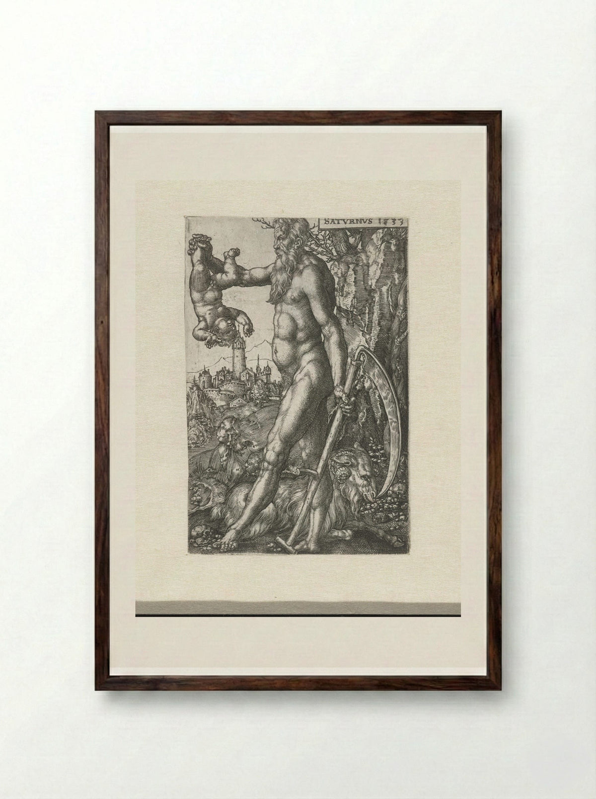 Saturnus - Heinrich Aldegrever - Framed Print Dark Wood