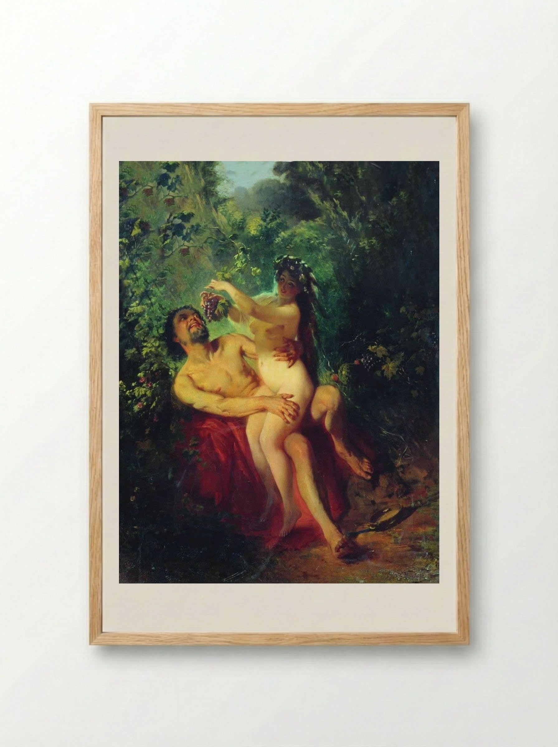 Satyr and Nymph - Konstantin Makovsky - Framed Print Wood