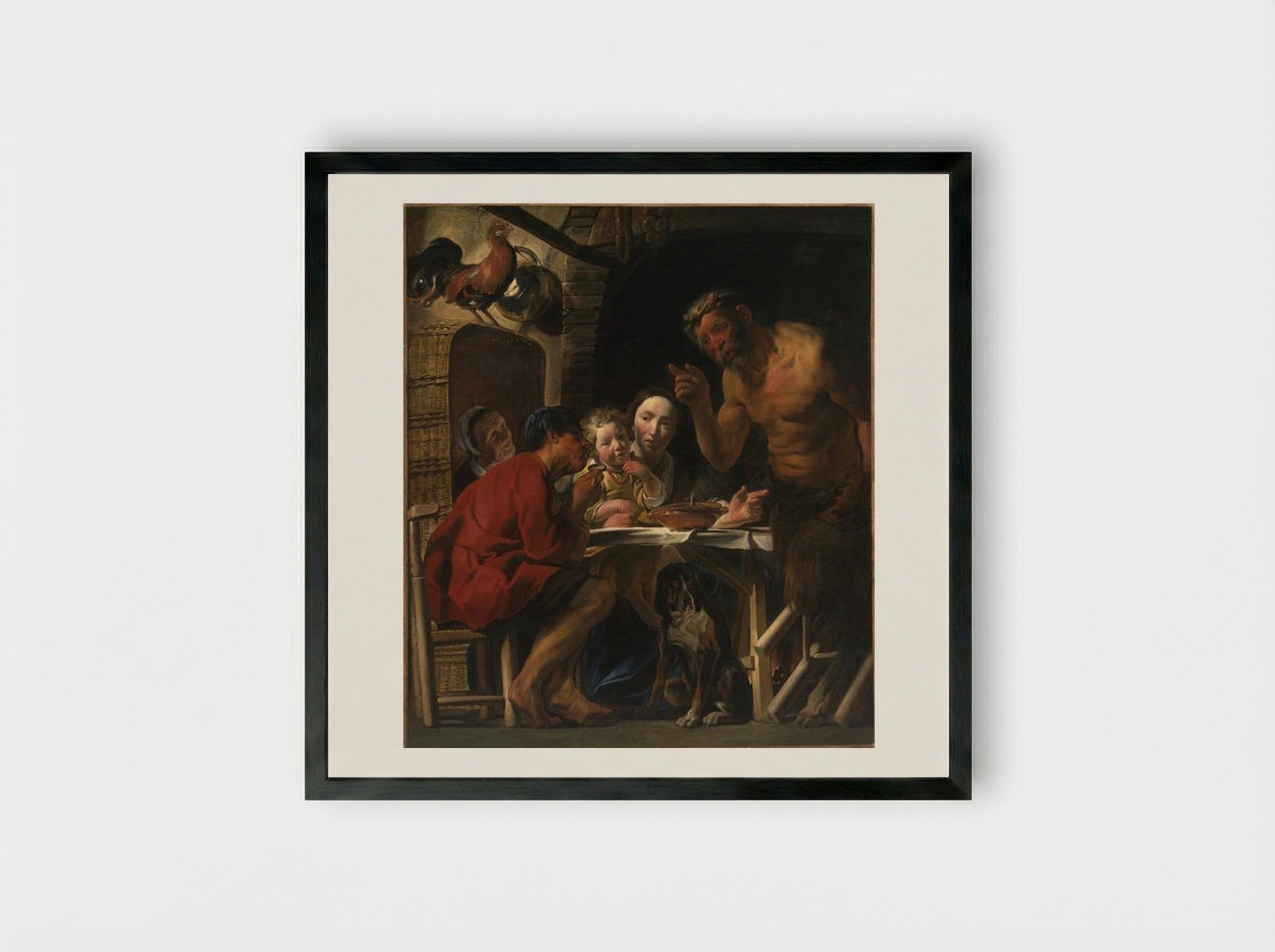 Satyr and Peasant - Jacob Jordaens - Framed Print Black