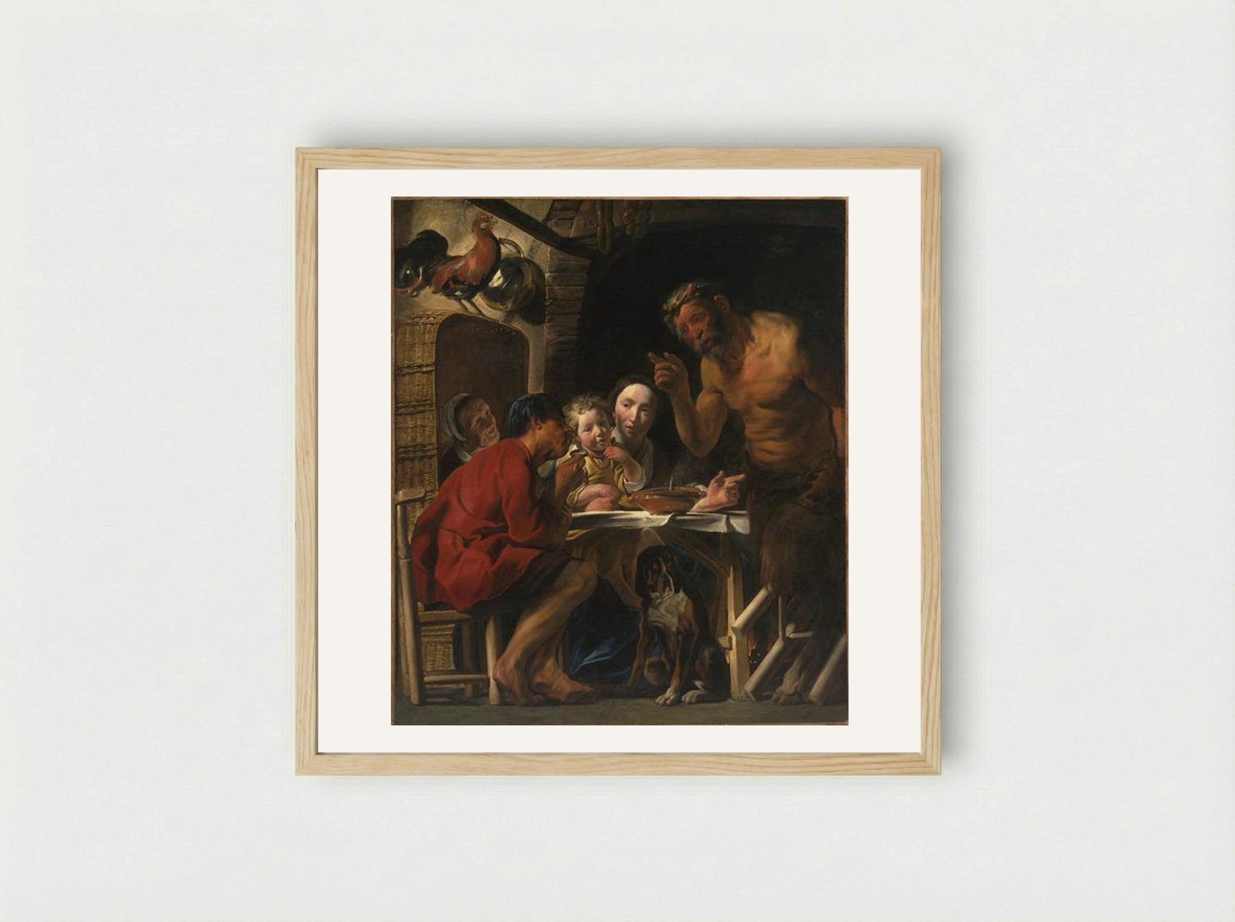 Satyr and Peasant - Jacob Jordaens - Framed Print Wood