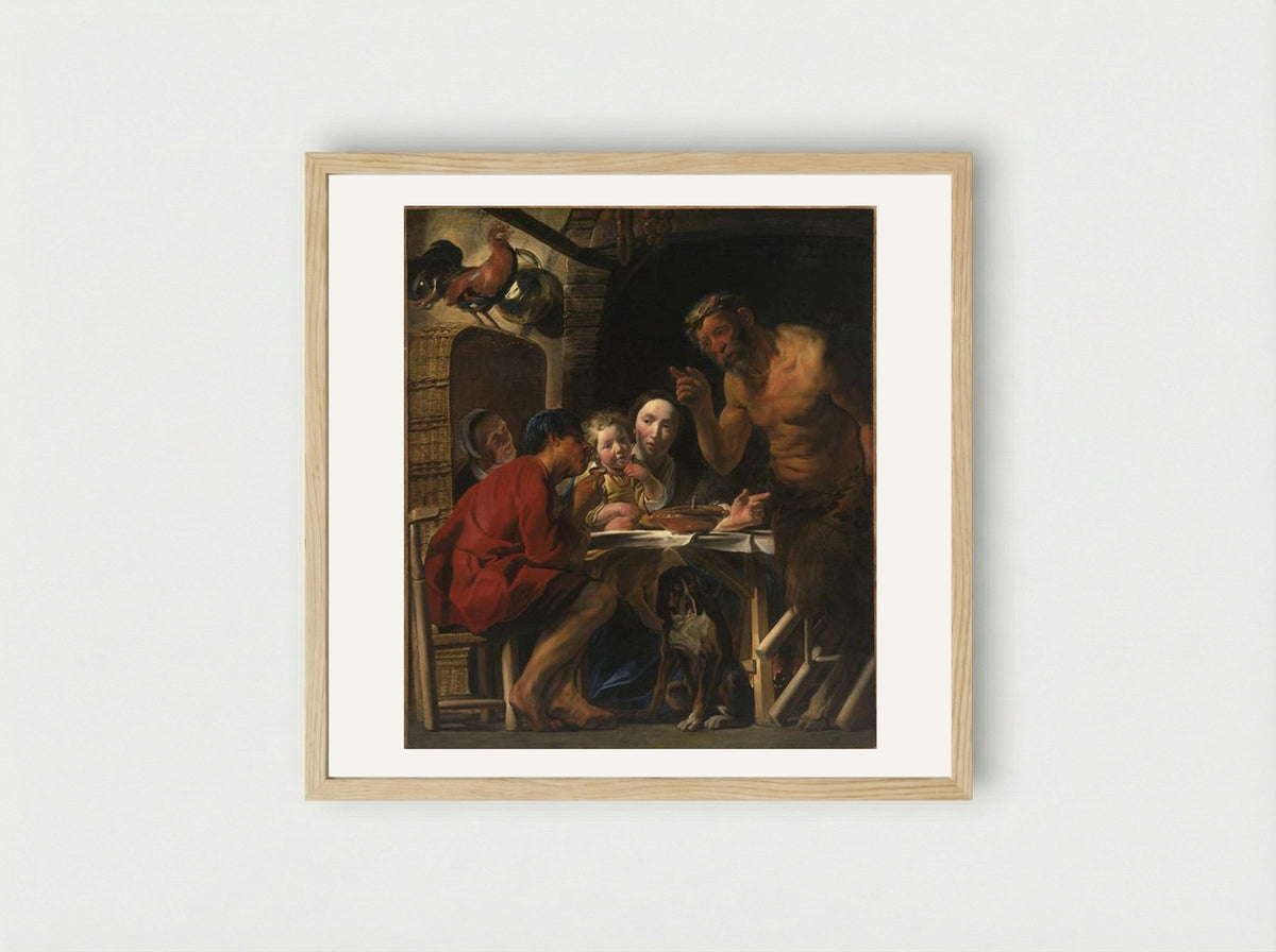 Satyr and Peasant - Jacob Jordaens - Framed Print Wood