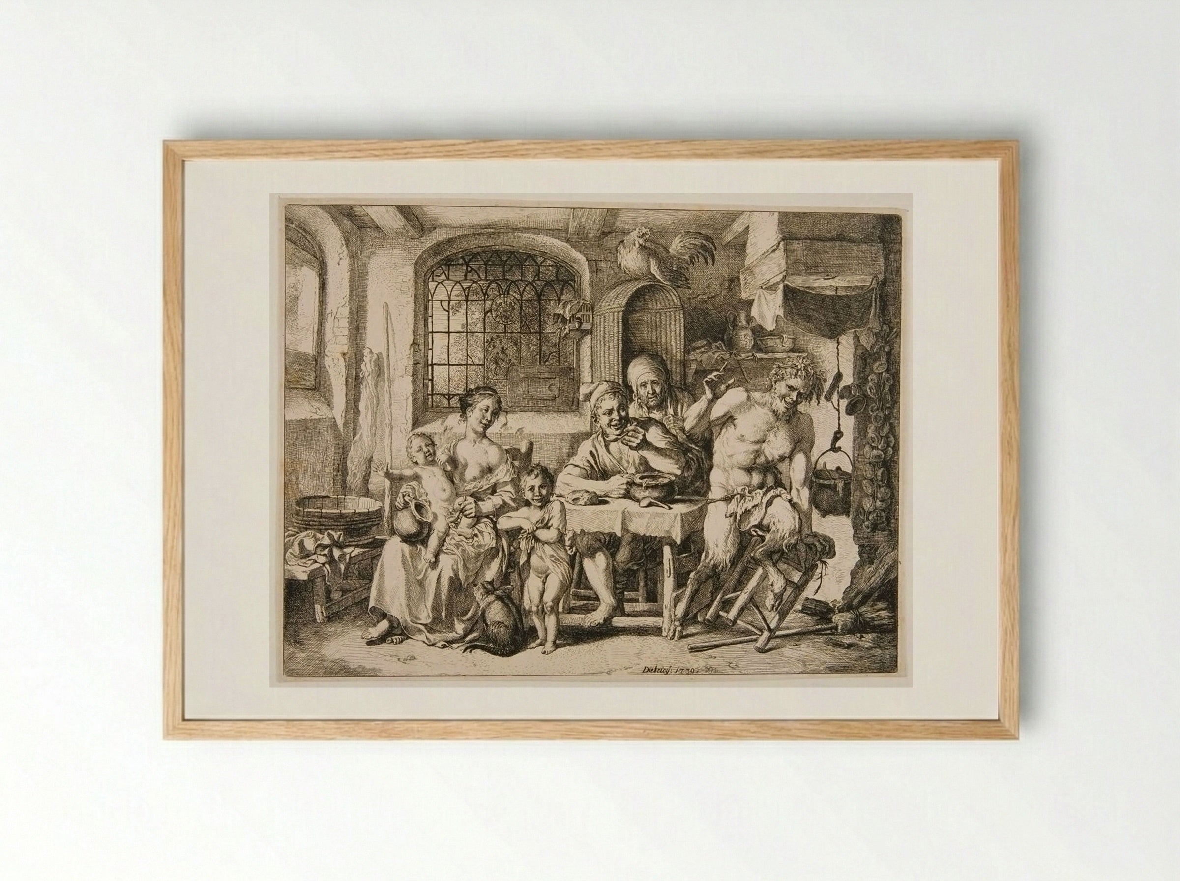 Satyr and Peasants - Christian Wilhelm Ernst Dietrich - Framed Print Wood