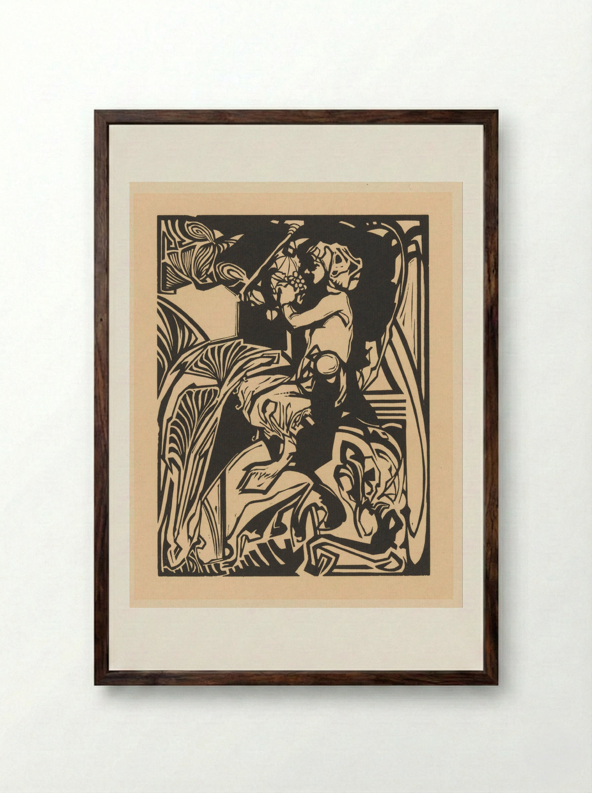Satyr with a Bunch of Grapes - Johannes Josephus Aarts - Framed Print Dark Wood