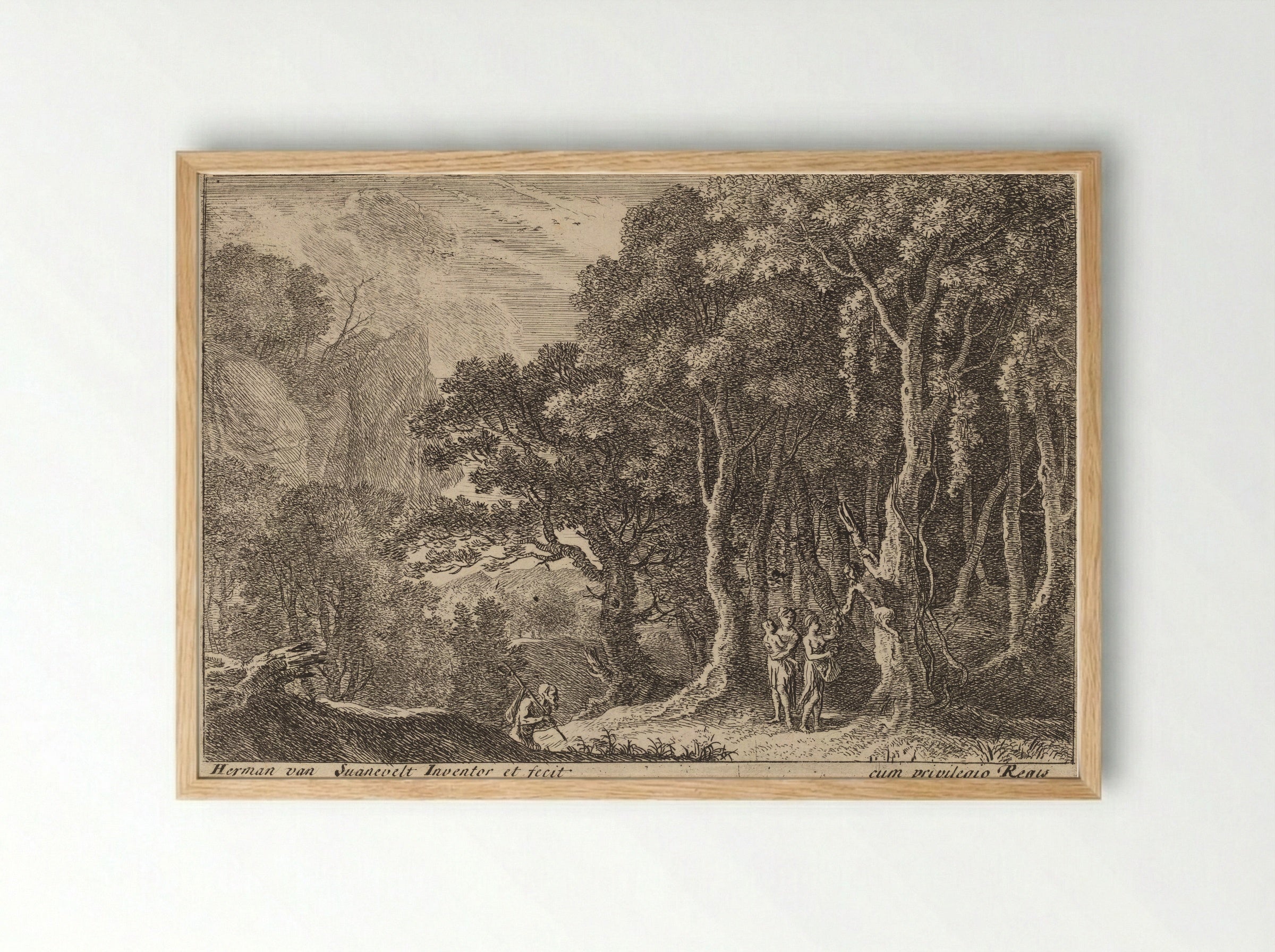 Satyrs Gathering Fruit - Herman van Swanevelt - Framed Print Wood