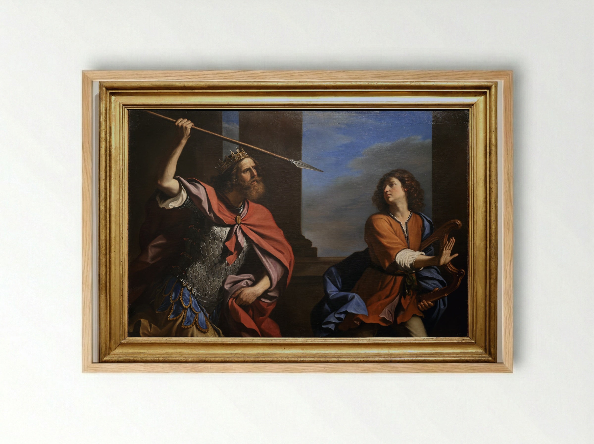 Saul Attacking David - Guercino - Framed Print Wood