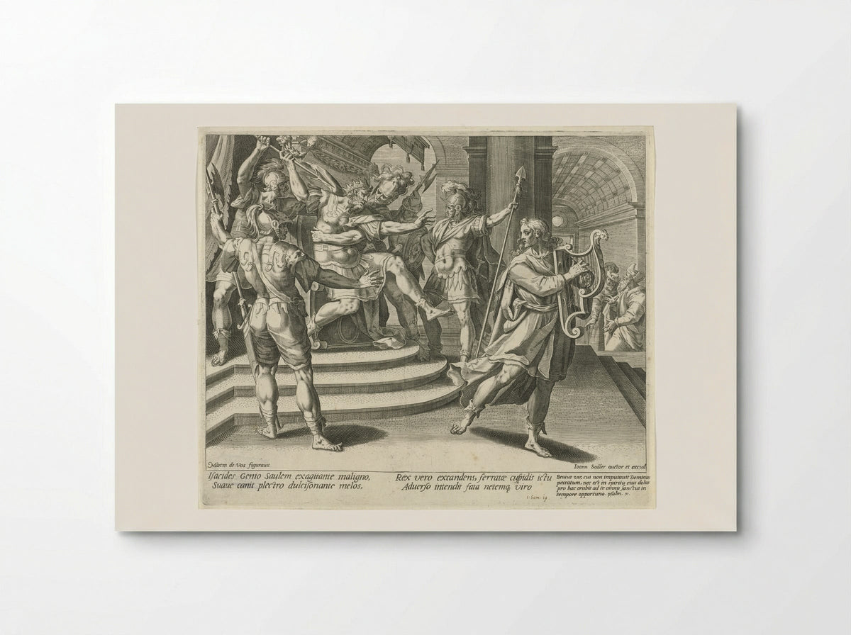 Saul Attempts to Spear David - Aegidius Sadeler (II) - Poster