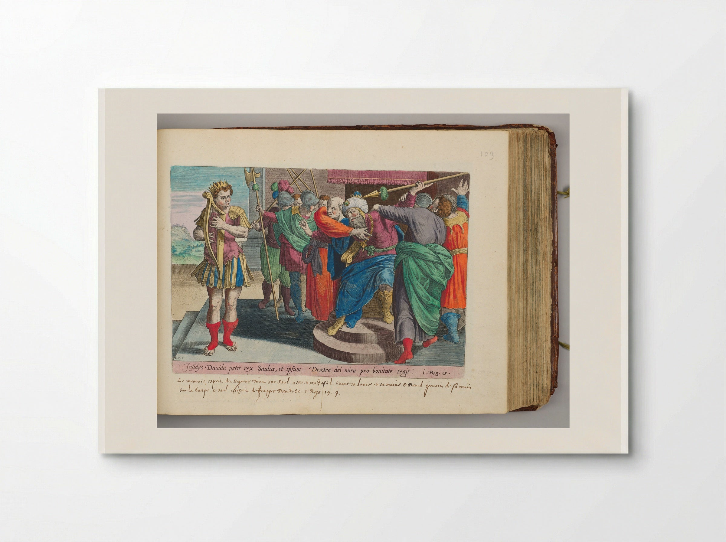 Saul Seeking to Smite David with the Javelin - Hans Collaert the Elder - Poster