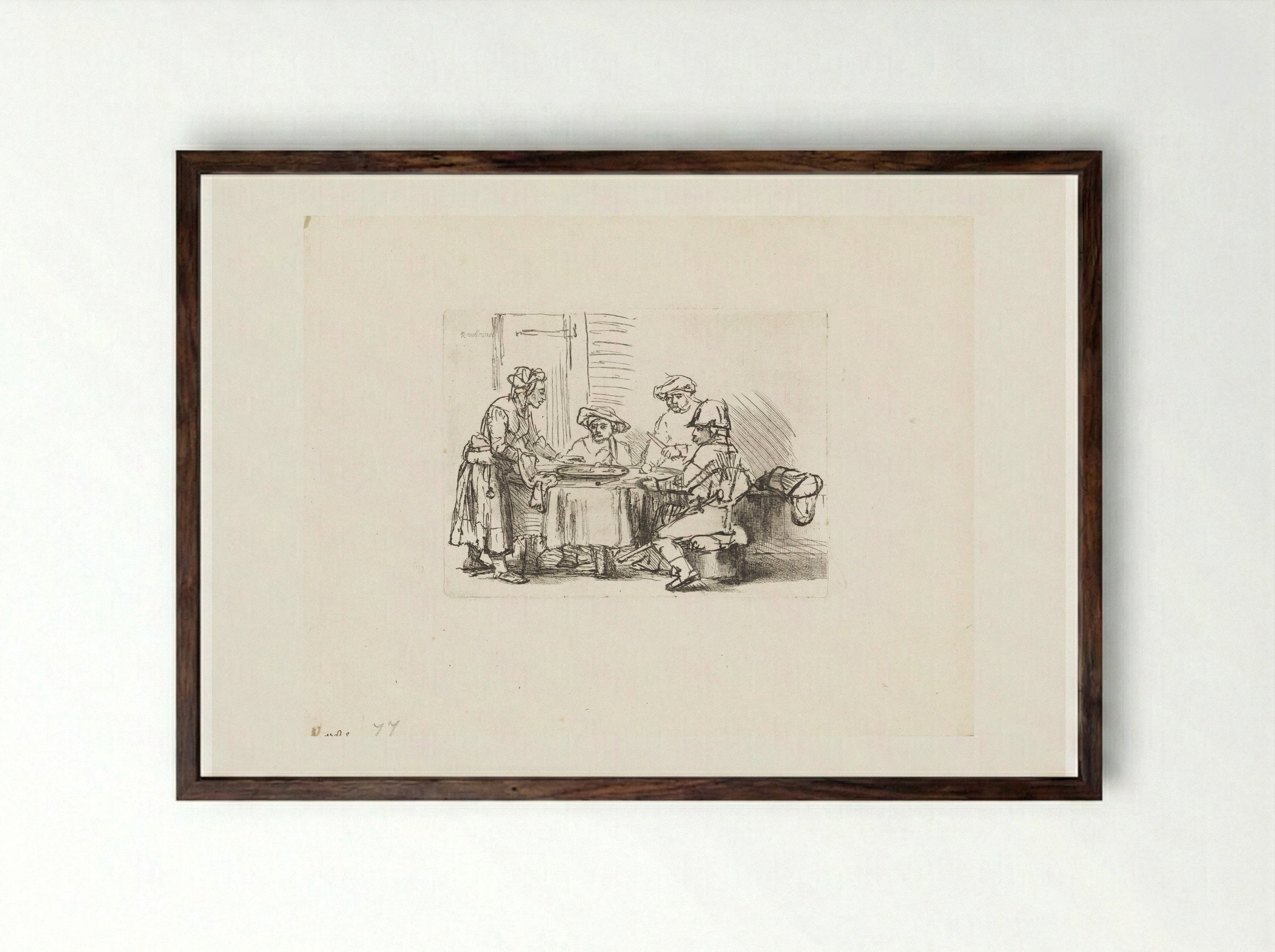 Saul and the Witch of Endor - Matthijs Pool - Framed Print Dark Wood