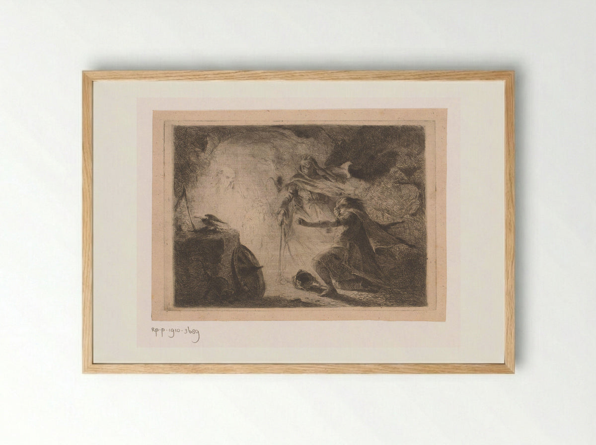 Saul and the Witch of Endor - Edouard Hamman - Framed Print Wood