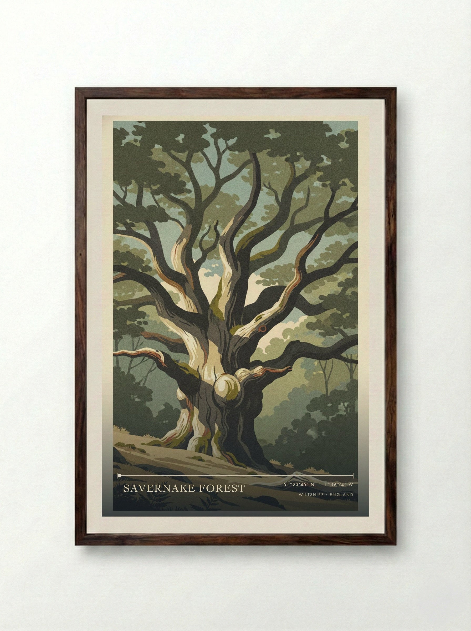 Savernake Forest Wiltshire England Travel Poster - Framed Print Dark Wood