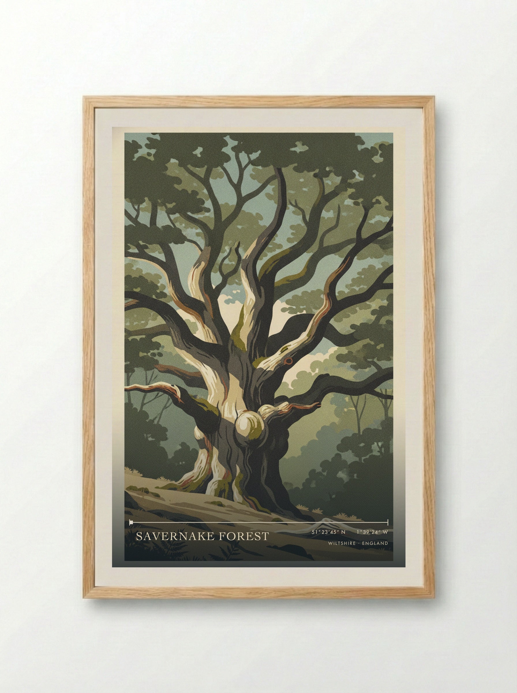 Savernake Forest Wiltshire England Travel Poster - Framed Print Wood