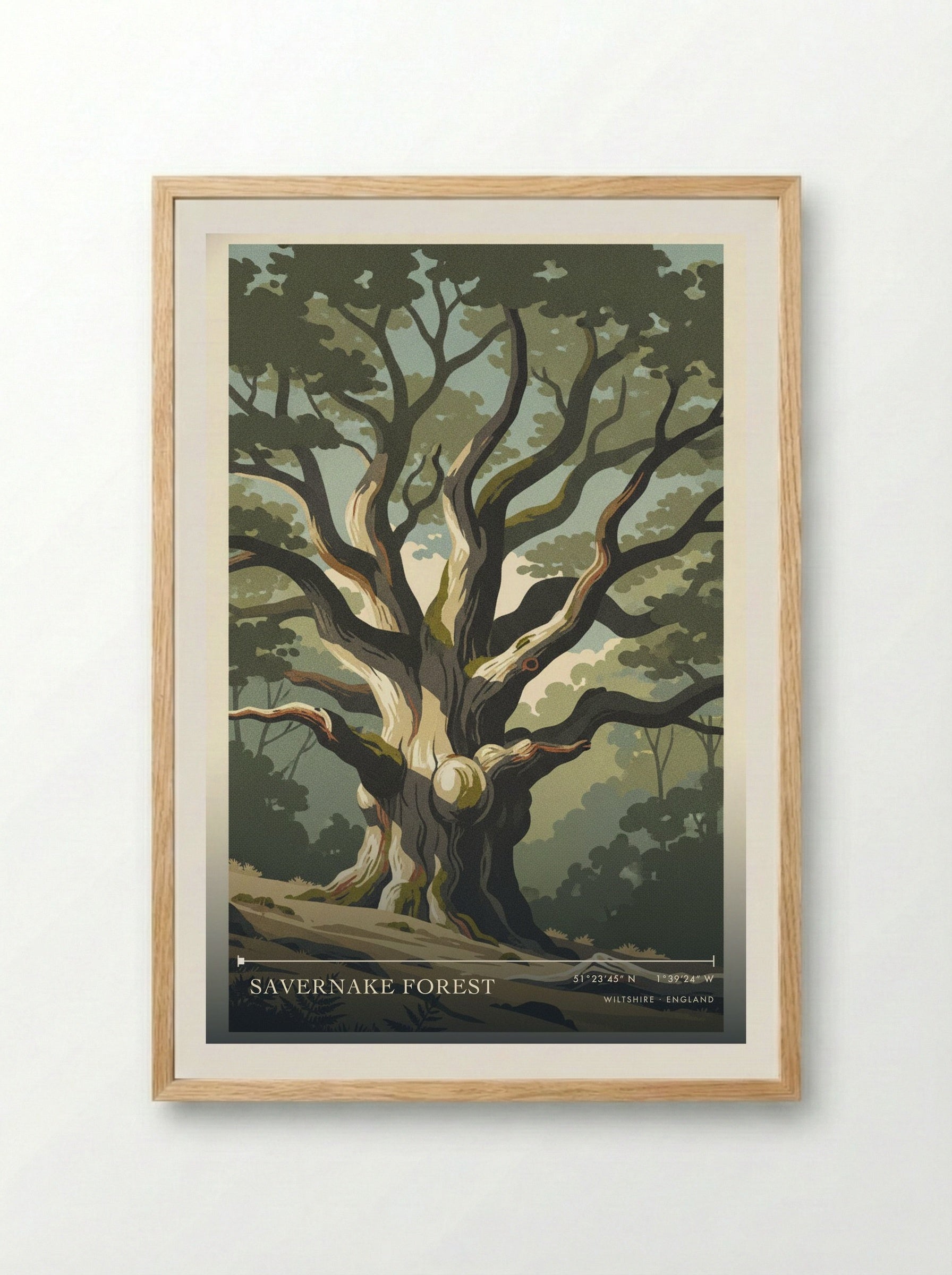Savernake Forest Wiltshire England Travel Poster - Framed Print Wood